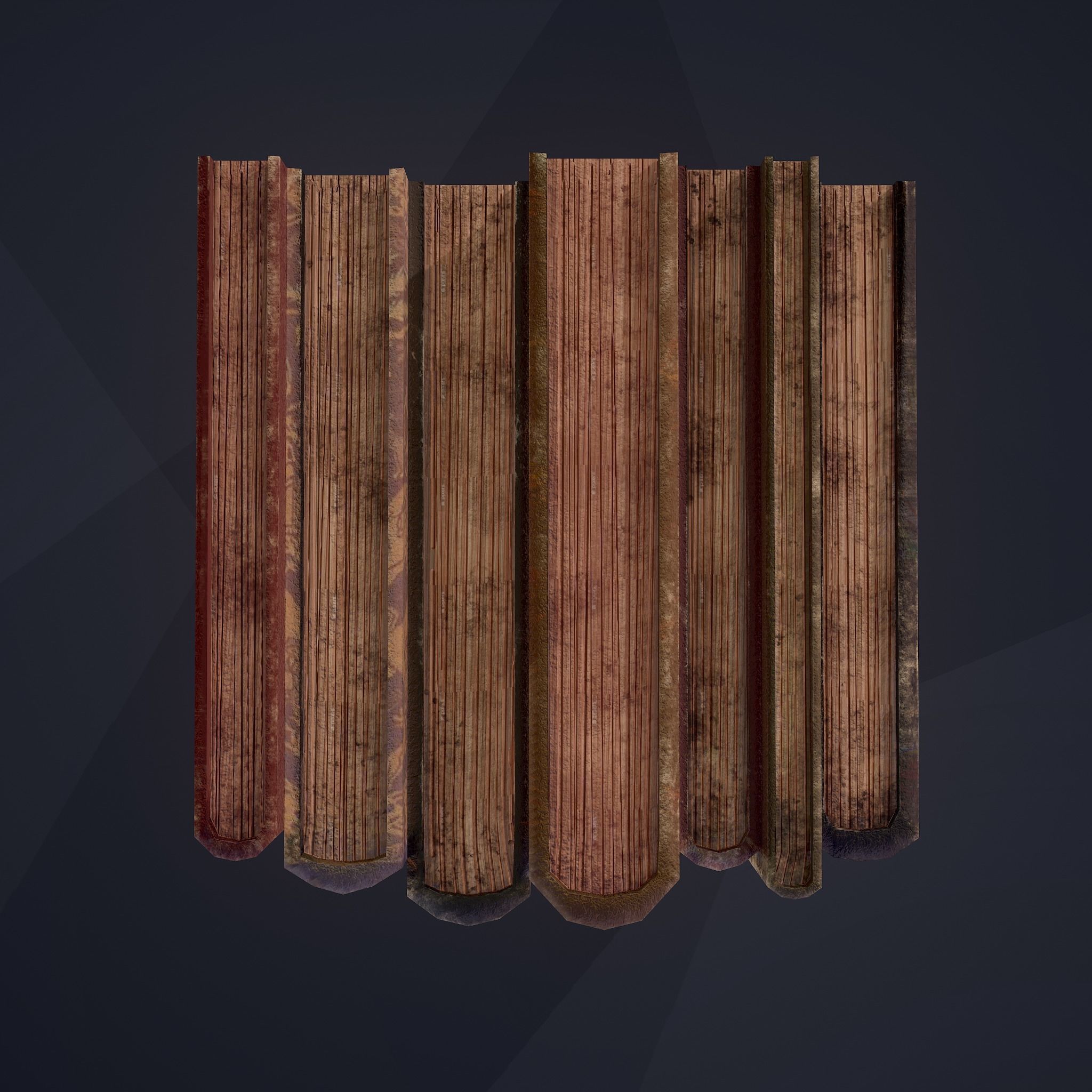 Medieval Books Row 1 Design 2 Low-poly 3D model_9