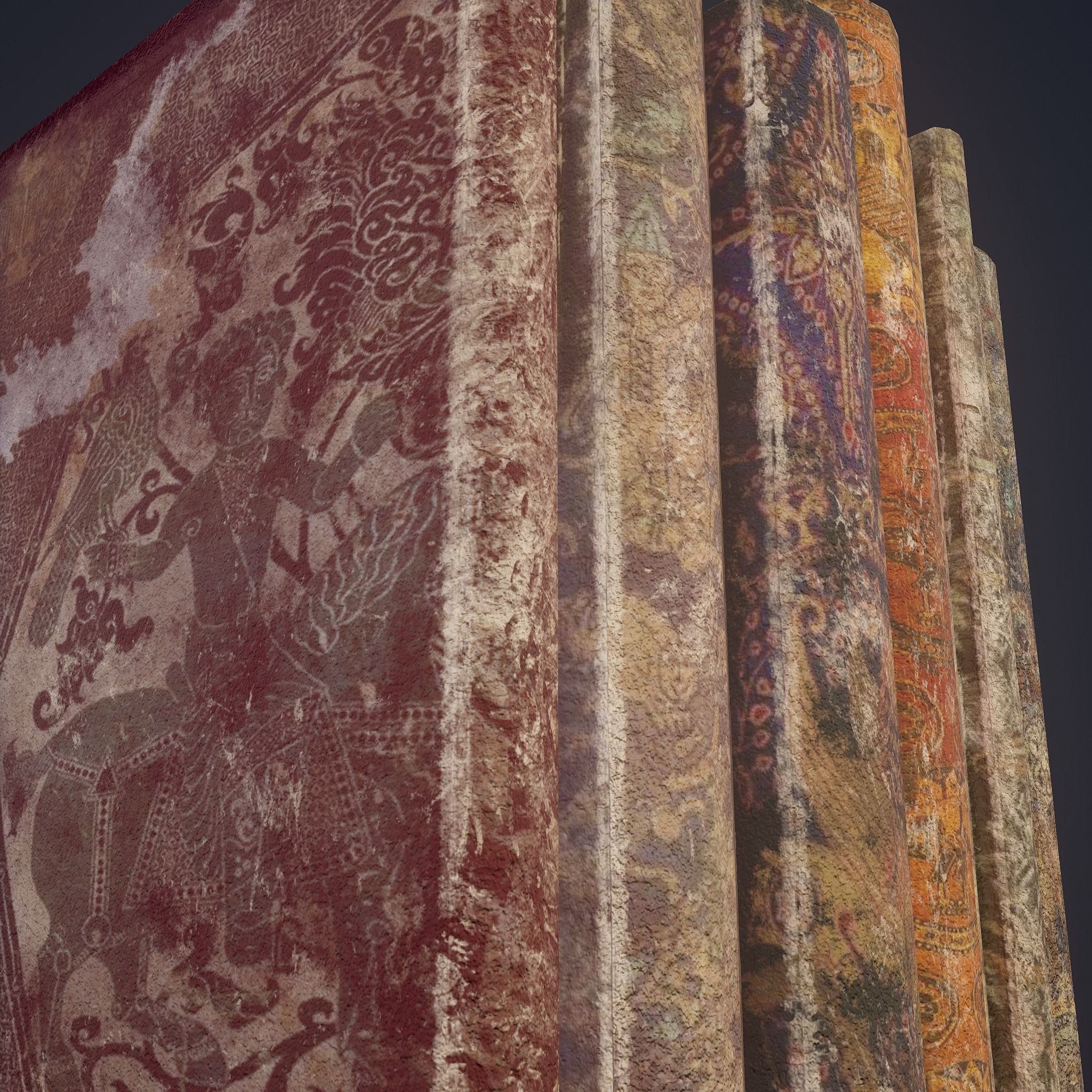 Medieval Books Row 1 Design 2 Low-poly 3D model_16