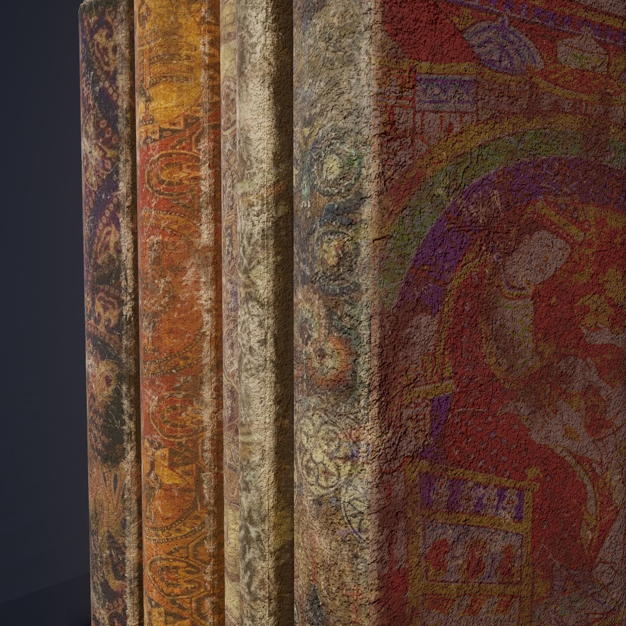 Medieval Books Row 1 Design 2 Low-poly 3D model_24
