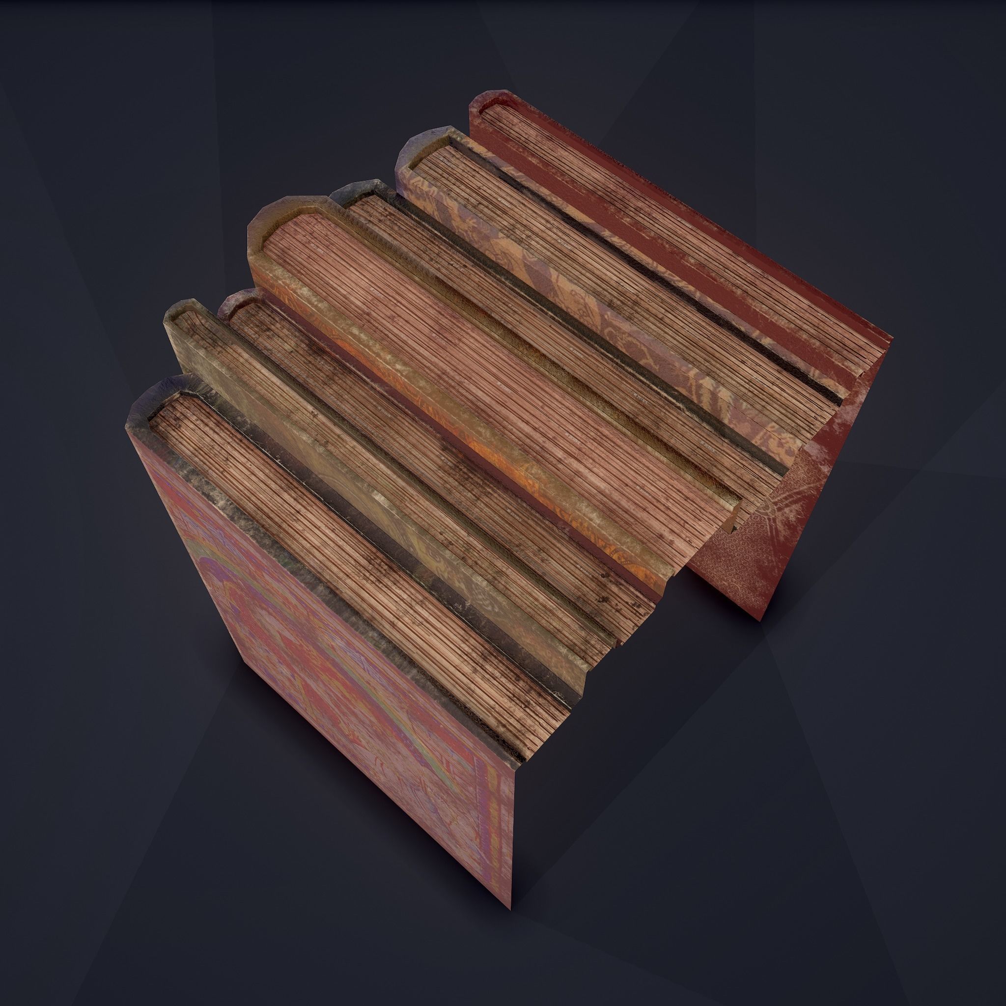 Medieval Books Row 1 Design 2 Low-poly 3D model_14