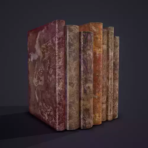 Medieval Books Row 1 Design 2 Low-poly 3D model