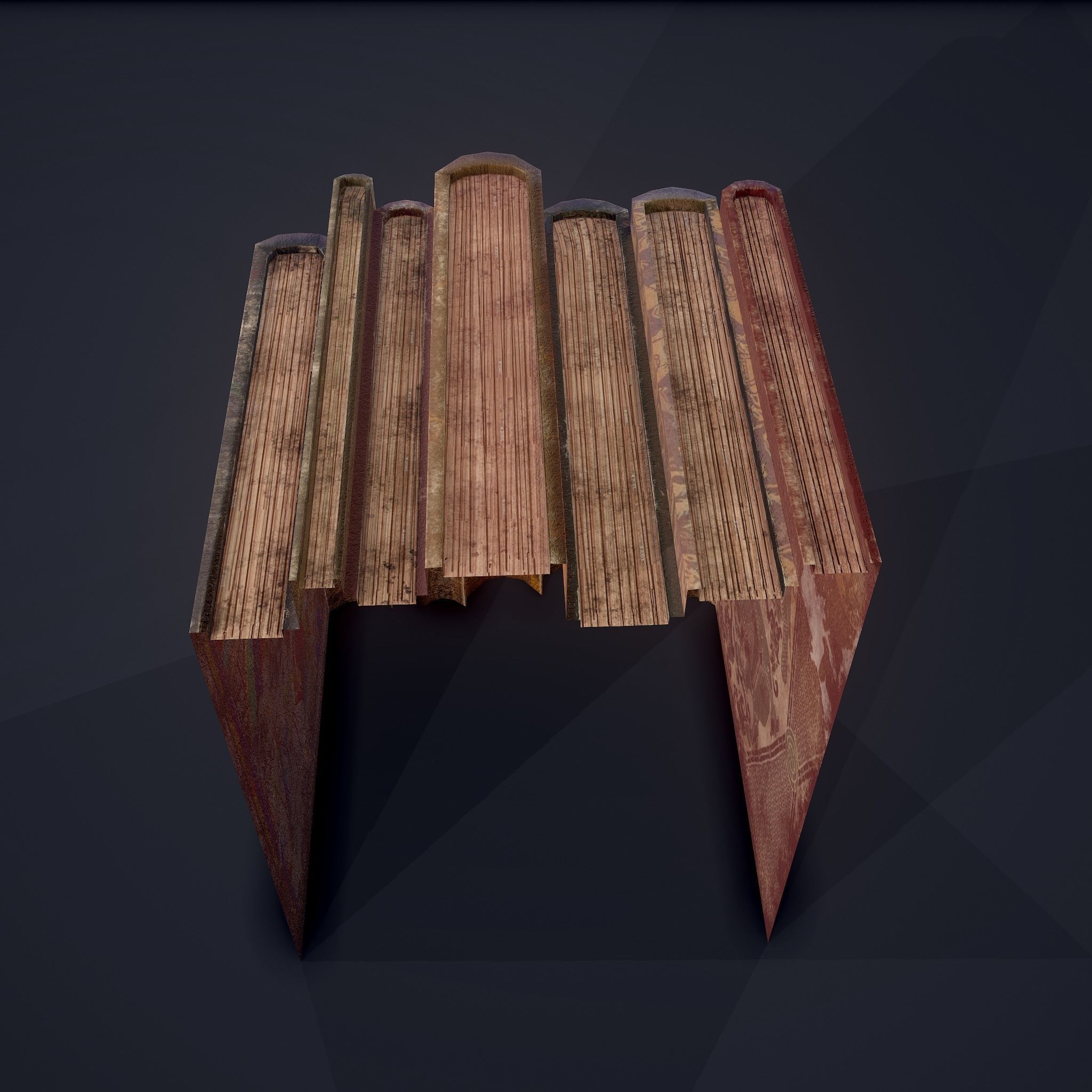 Medieval Books Row 1 Design 2 Low-poly 3D model_15