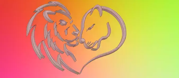 Wall decor lion liones heart 3D print model