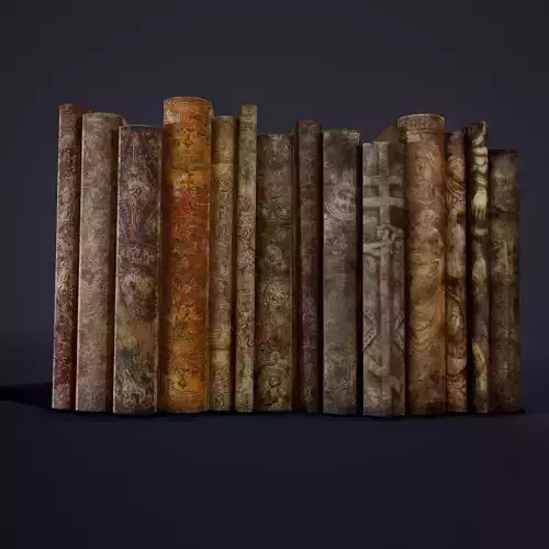 Medieval Books Row 1 Design 1 and 2  3D Model Collection