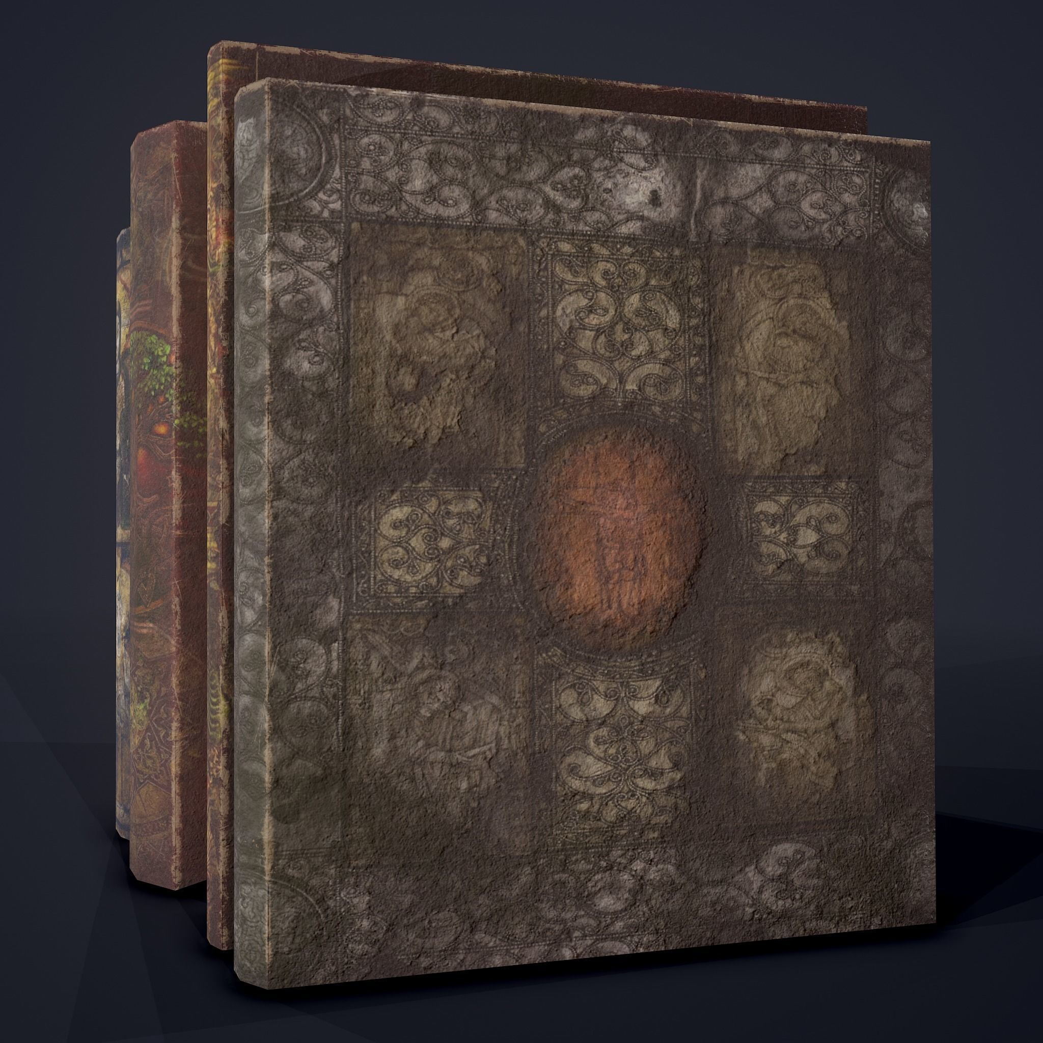 Medieval Books Row 2 Design 1  Low-poly 3D model_16