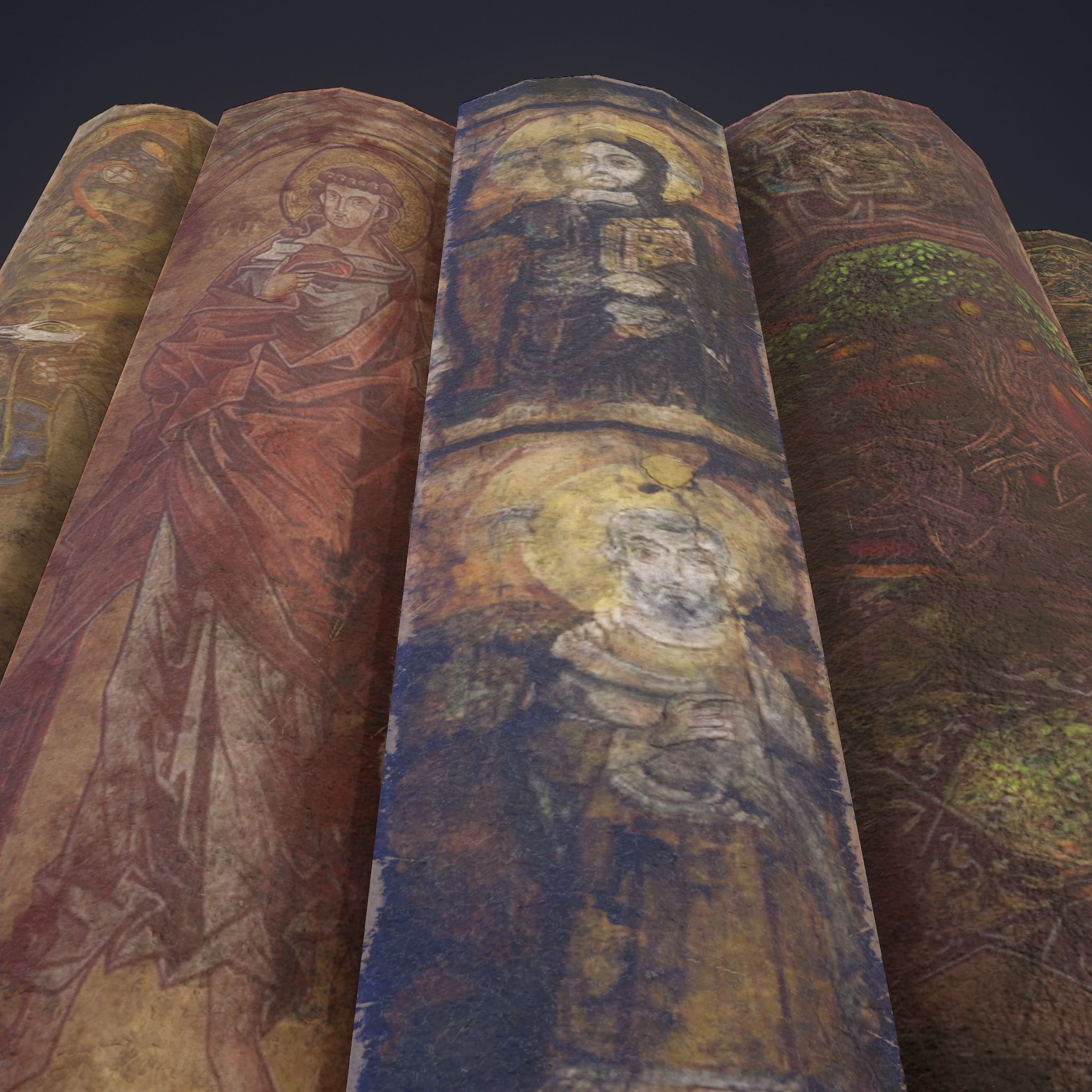 Medieval Books Row 2 Design 1  Low-poly 3D model_23