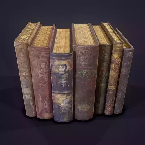 Medieval Books Row 2 Design 1  Low-poly 3D model