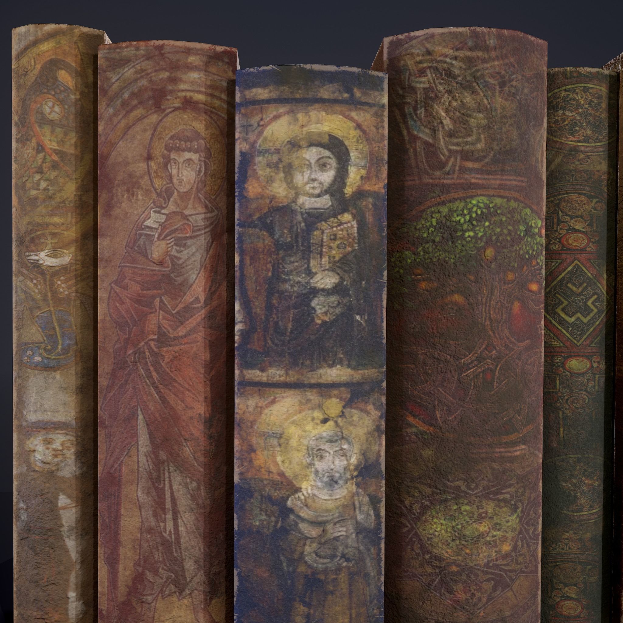 Medieval Books Row 2 Design 1  Low-poly 3D model_15