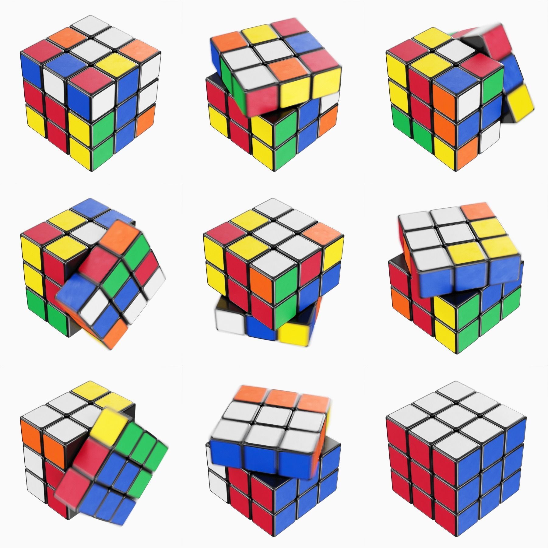 Rubik Cube Speed Solve Animation Low-poly 3D model_1
