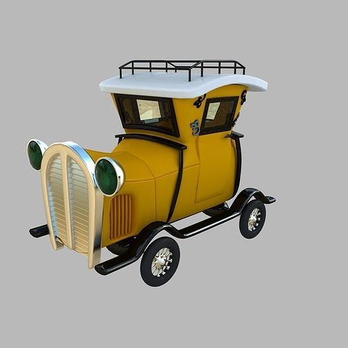 3D Cartoon Vintage Car Toon Old Car Low-poly 3D model