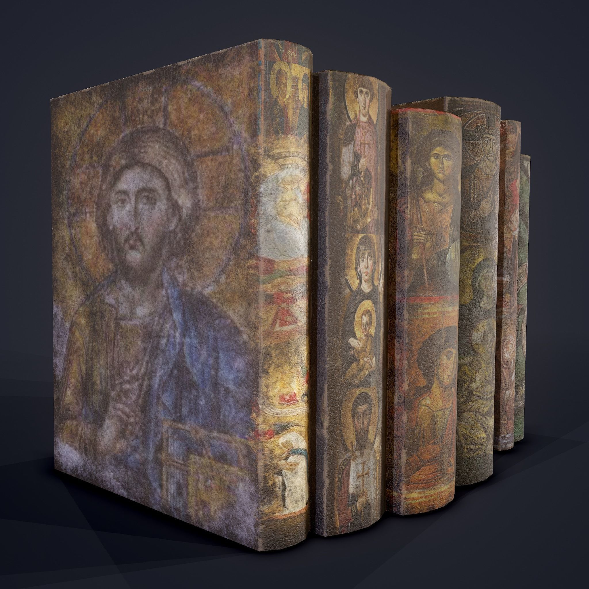Medieval Books Row 2 Design 2  Low-poly 3D model_11