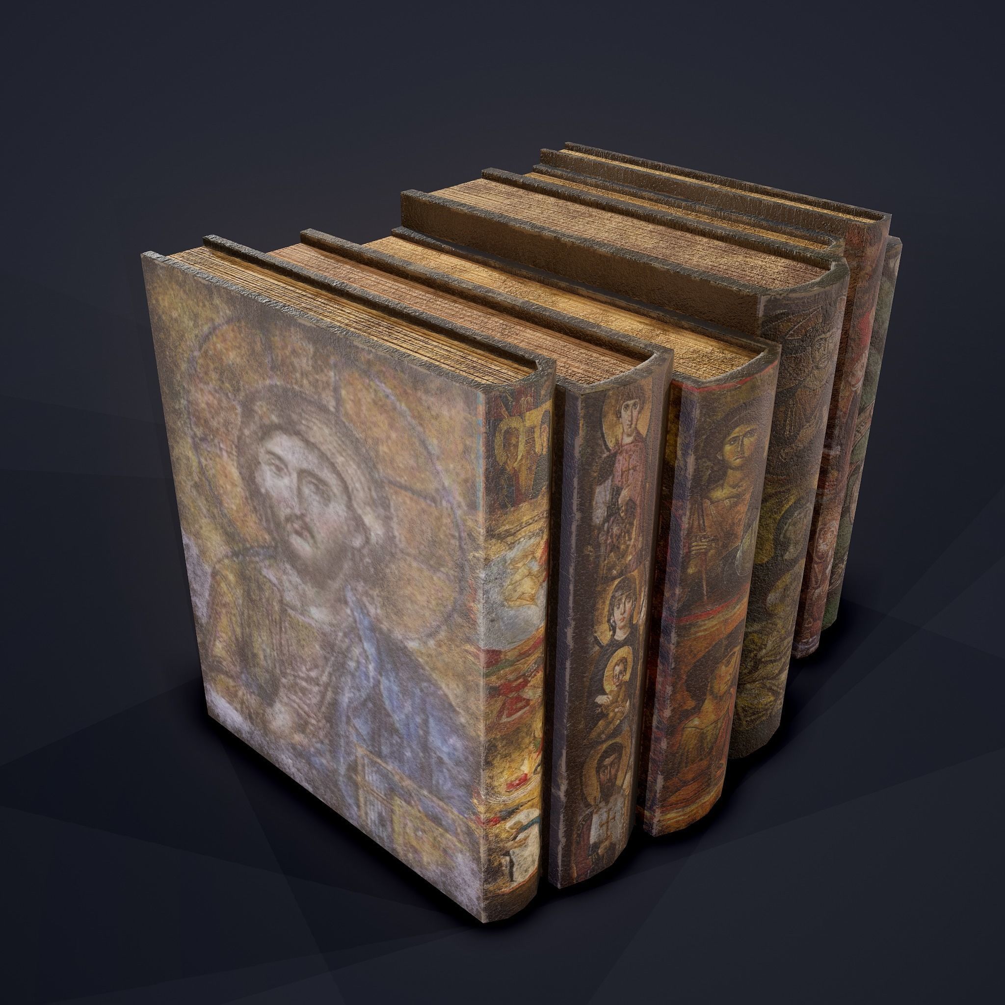 Medieval Books Row 2 Design 2  Low-poly 3D model_26
