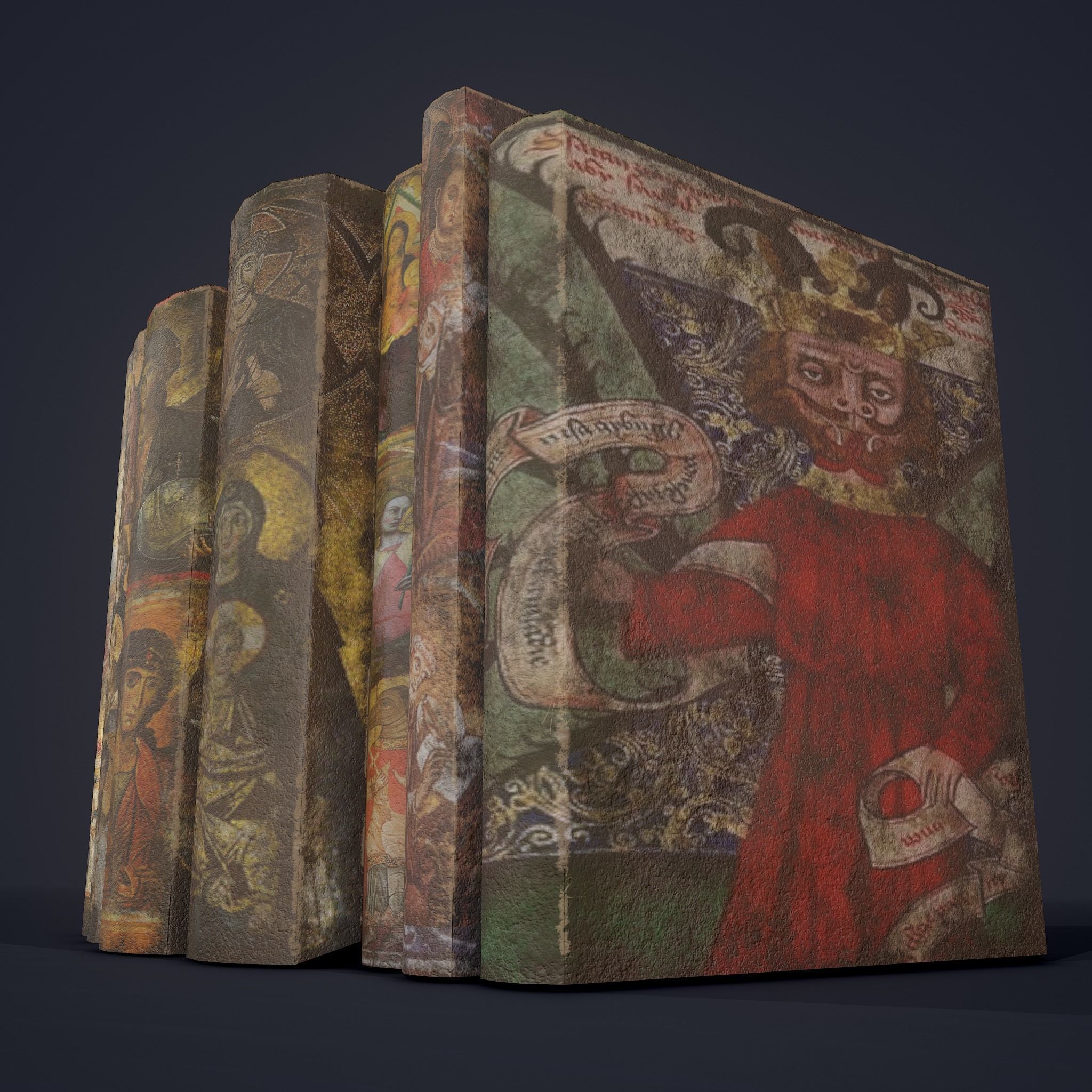 Medieval Books Row 2 Design 2  Low-poly 3D model_12