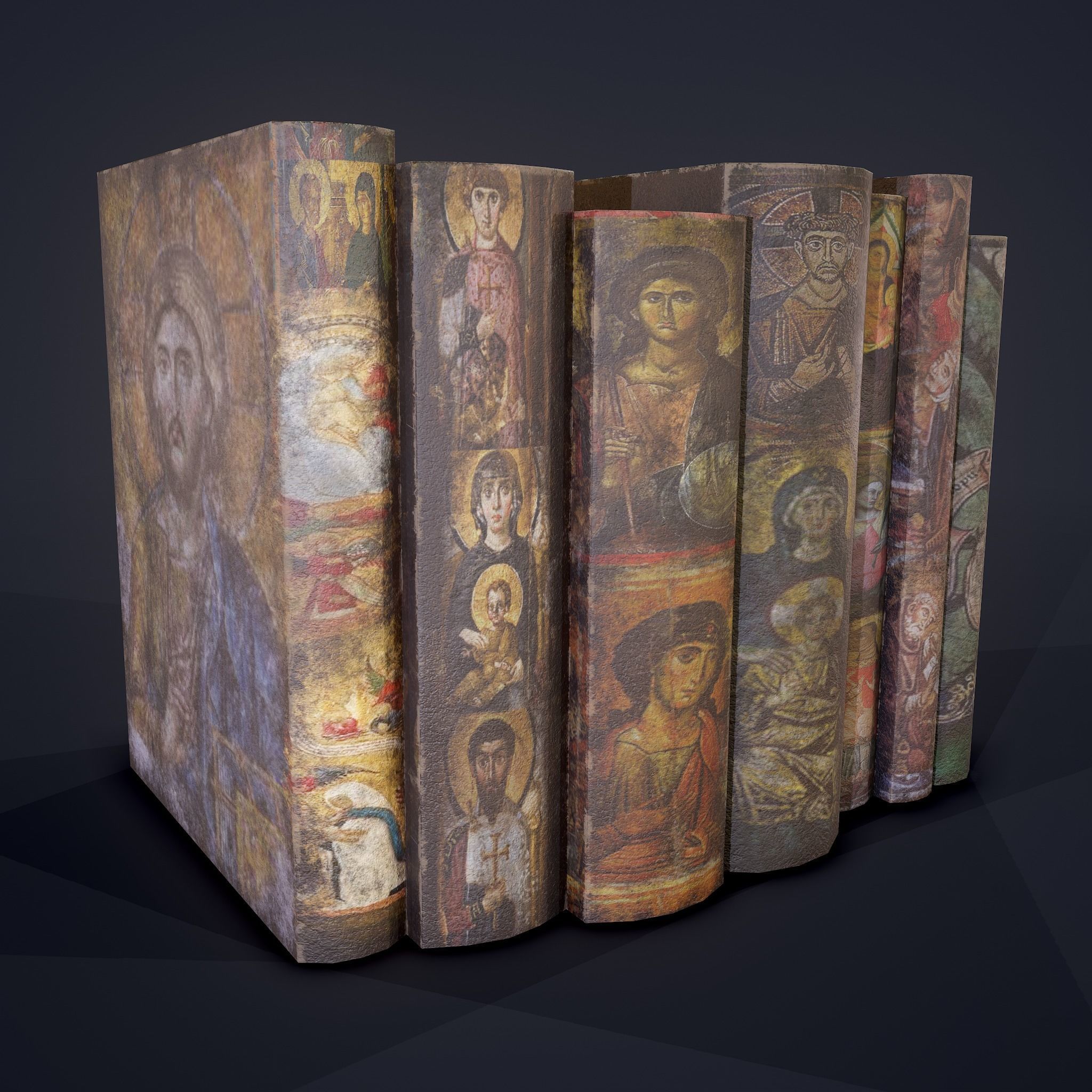 Medieval Books Row 2 Design 2  Low-poly 3D model_15