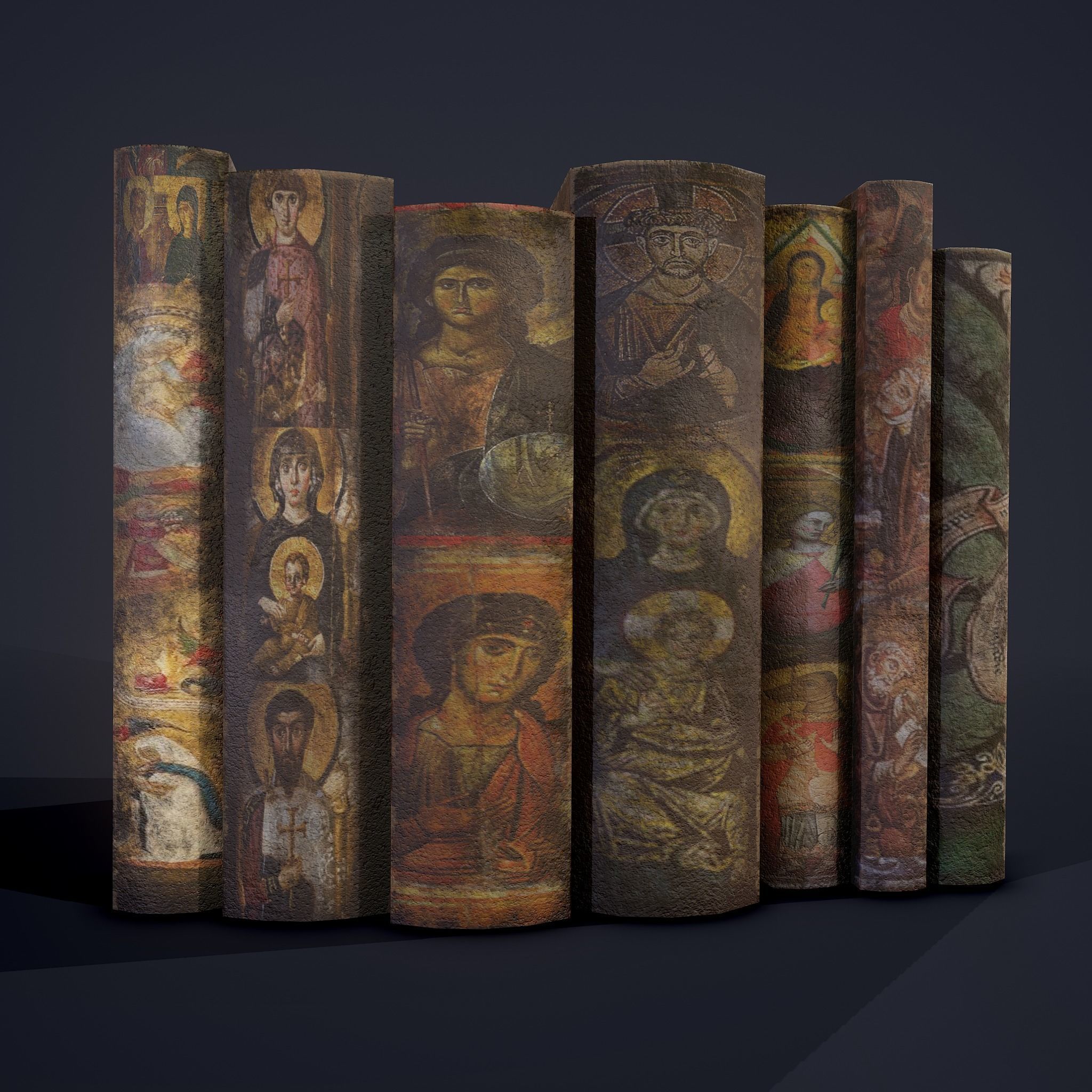 Medieval Books Row 2 Design 2  Low-poly 3D model_16