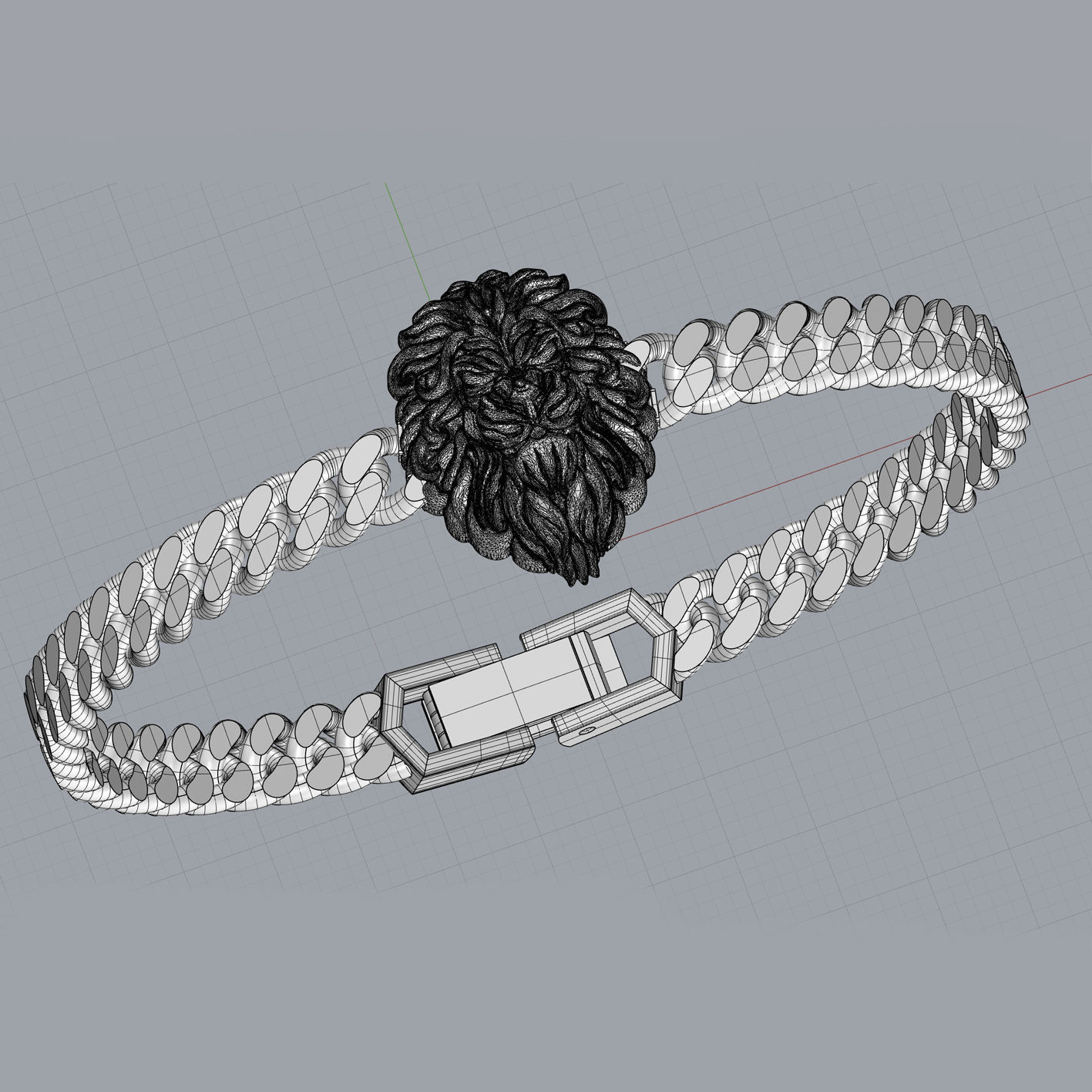 Lion Chain Bracelet 3D print model_2