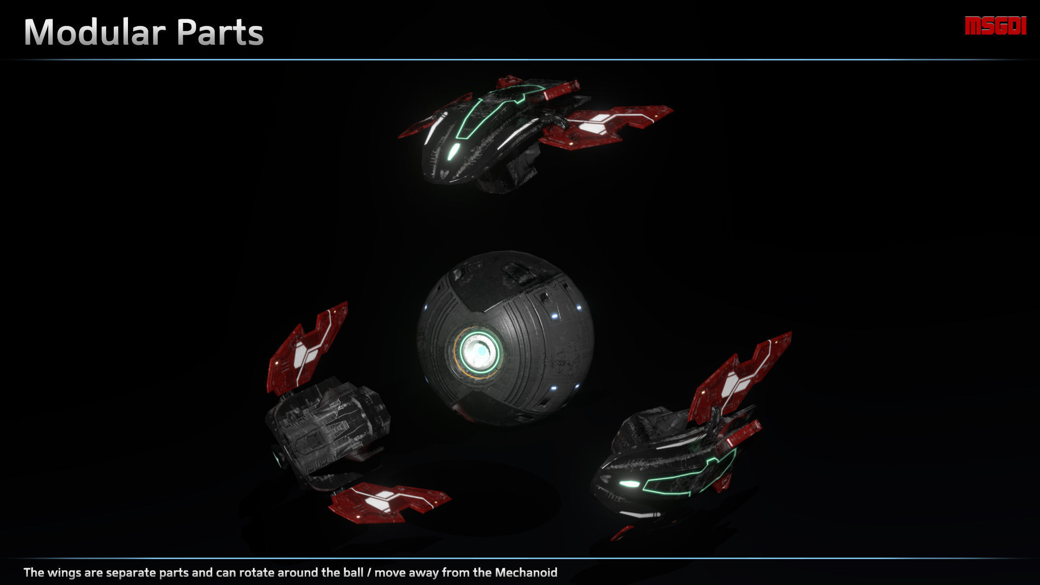 The Mechanoid spacecraft Low-poly 3D model_1