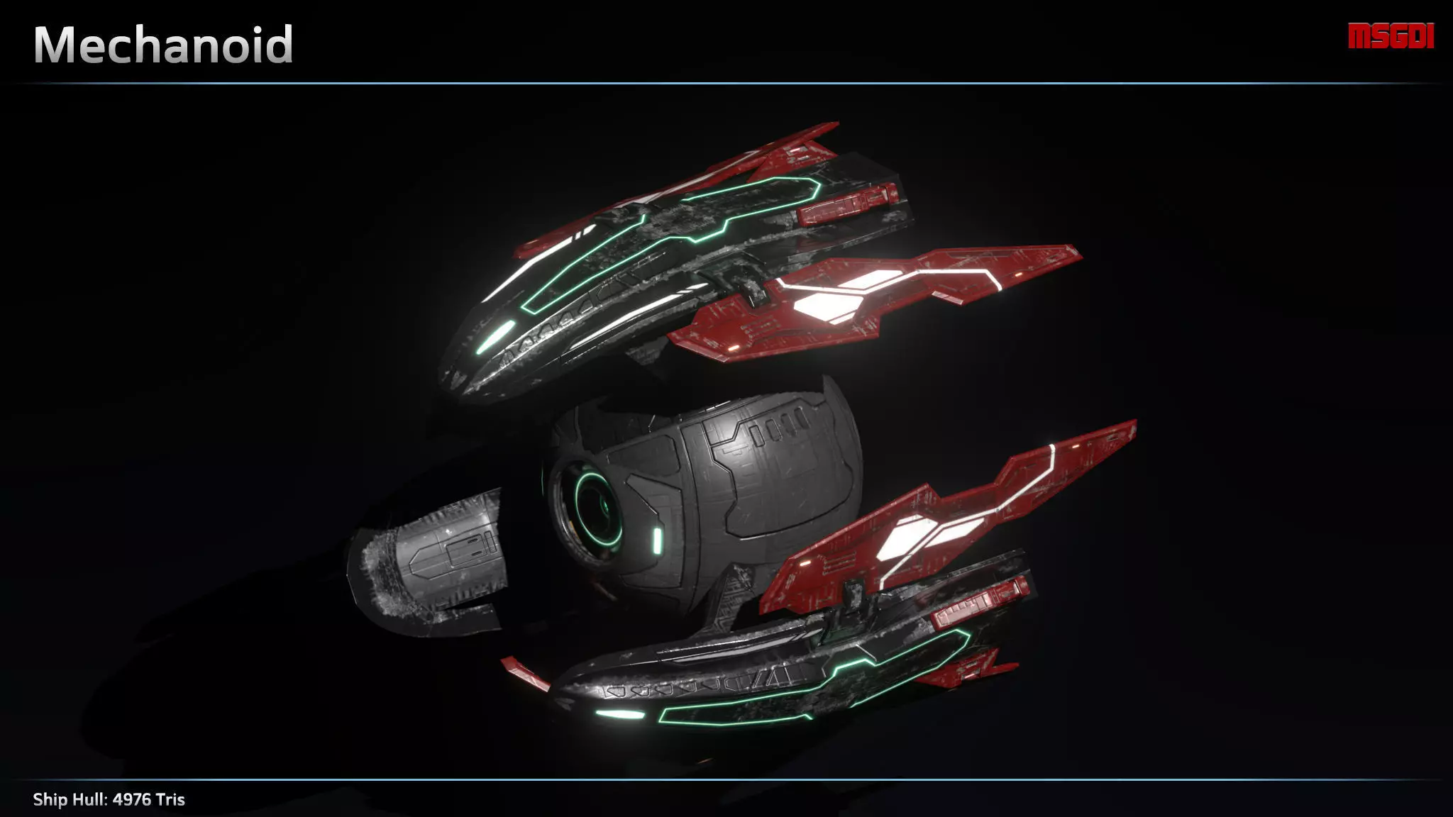 The Mechanoid spacecraft Low-poly 3D model_0