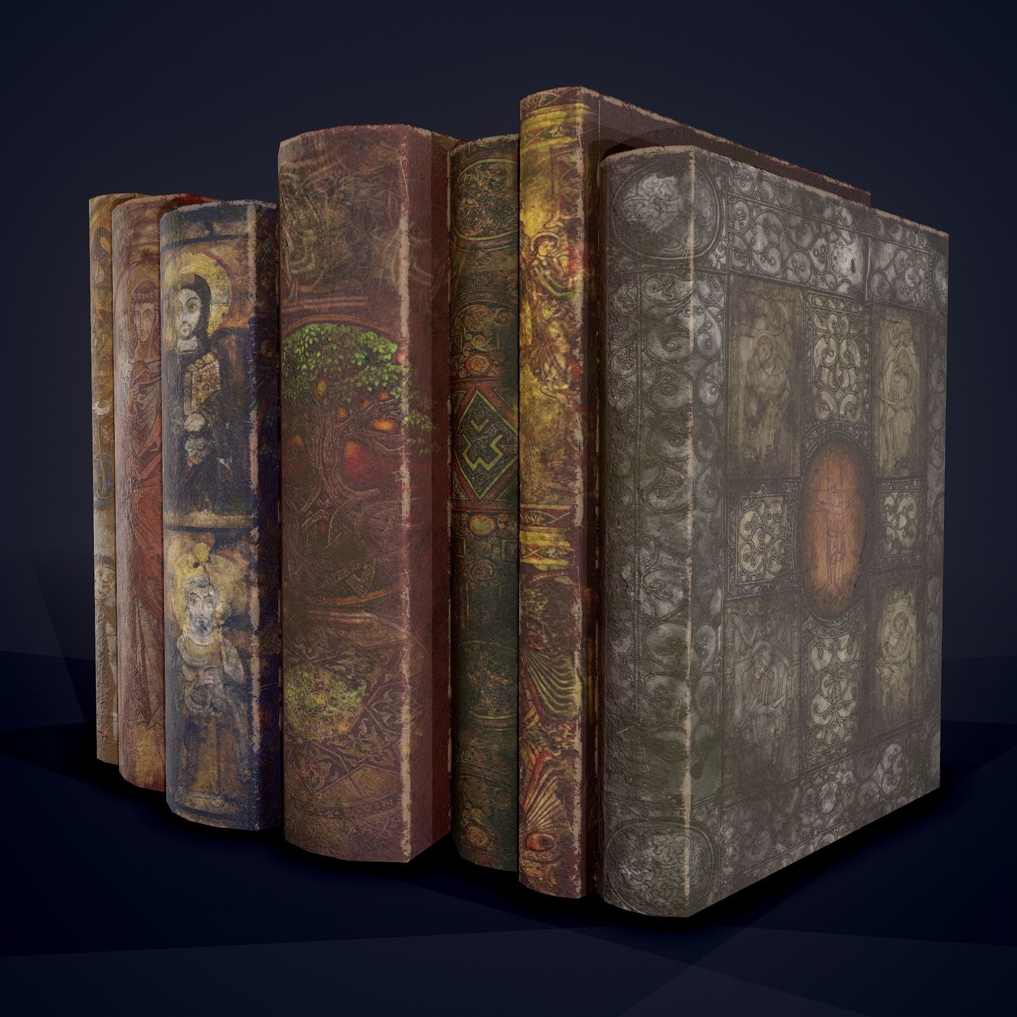 Medieval Books Row 2 Designs 1 and 2  3D Model Collection_23