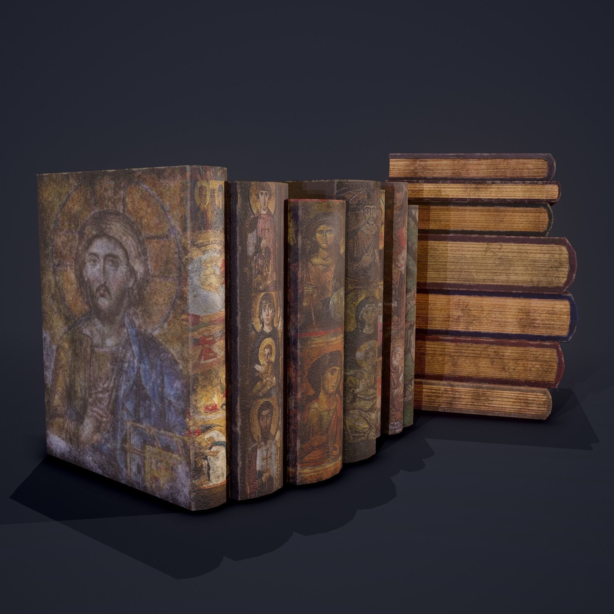 Medieval Books Row 2 Designs 1 and 2  3D Model Collection_11