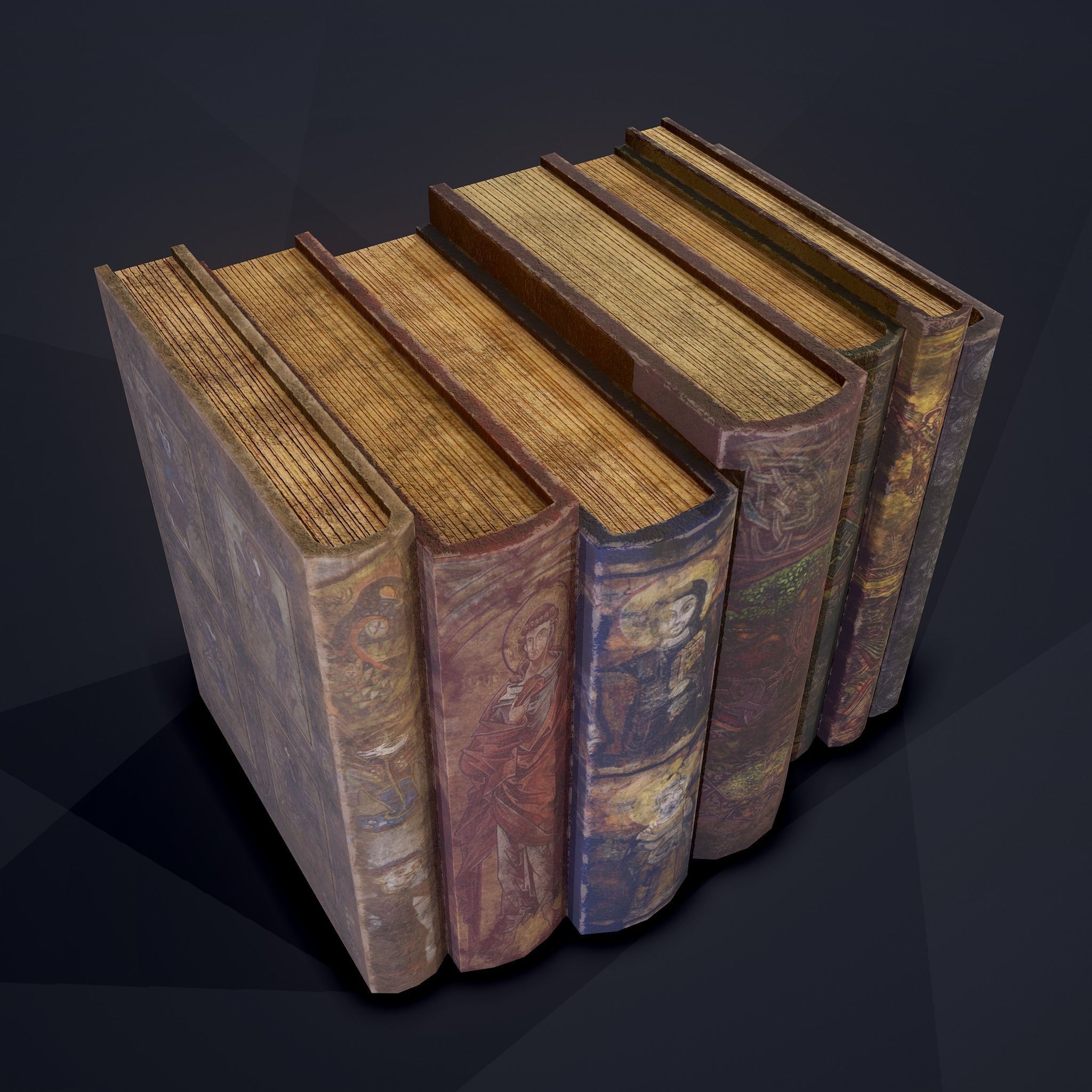 Medieval Books Row 2 Designs 1 and 2  3D Model Collection_15