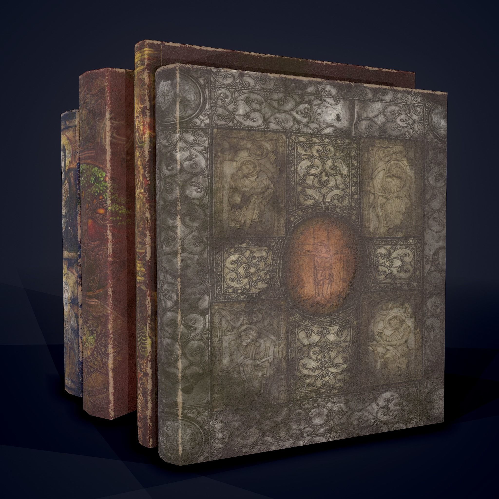 Medieval Books Row 2 Designs 1 and 2  3D Model Collection_24