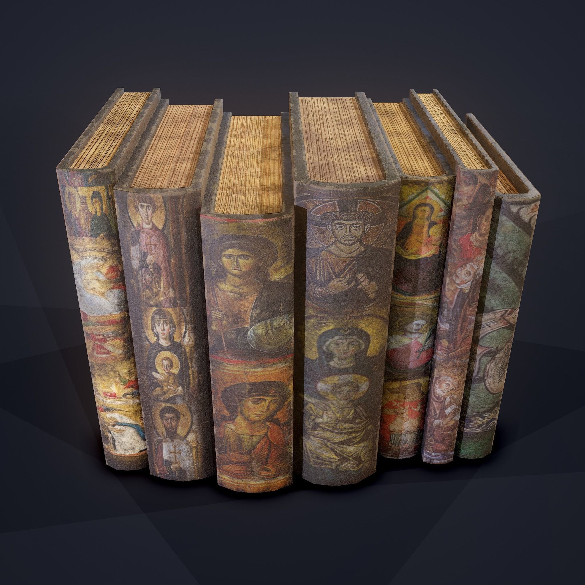 Medieval Books Row 2 Designs 1 and 2  3D Model Collection_30