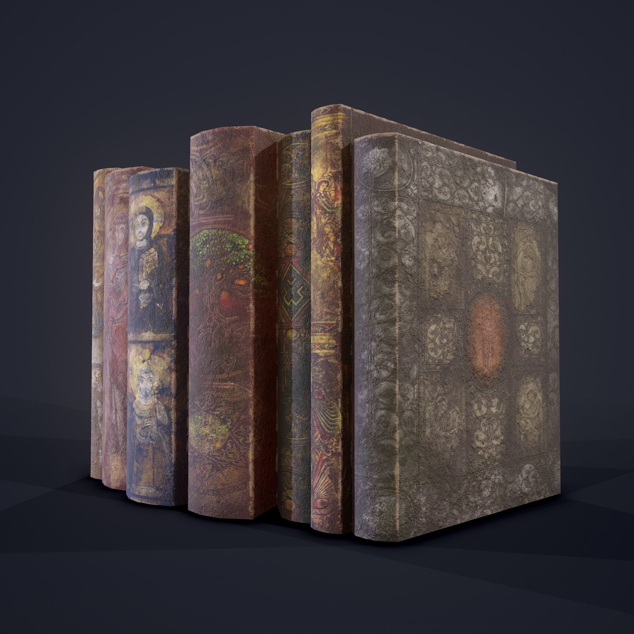 Medieval Books Row 2 Designs 1 and 2  3D Model Collection_19