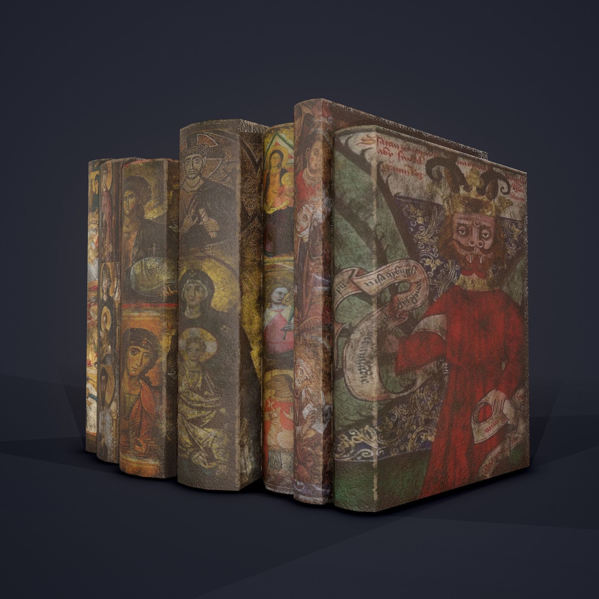 Medieval Books Row 2 Designs 1 and 2  3D Model Collection_28