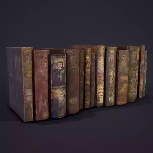 Medieval Books Row 2 Designs 1 and 2  3D Model Collection