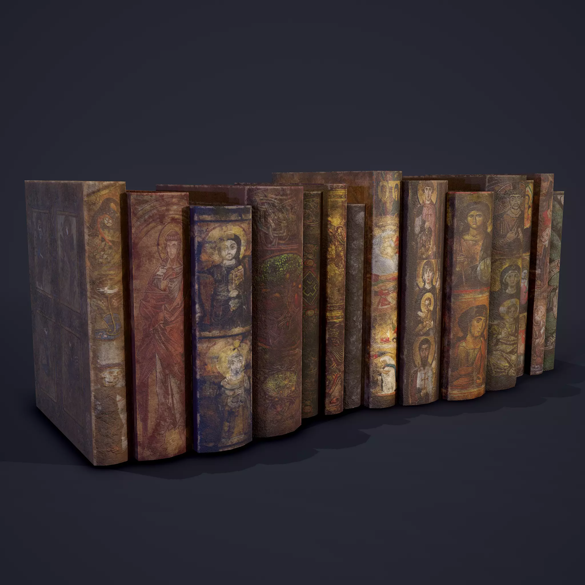Medieval Books Row 2 Designs 1 and 2  3D Model Collection_0