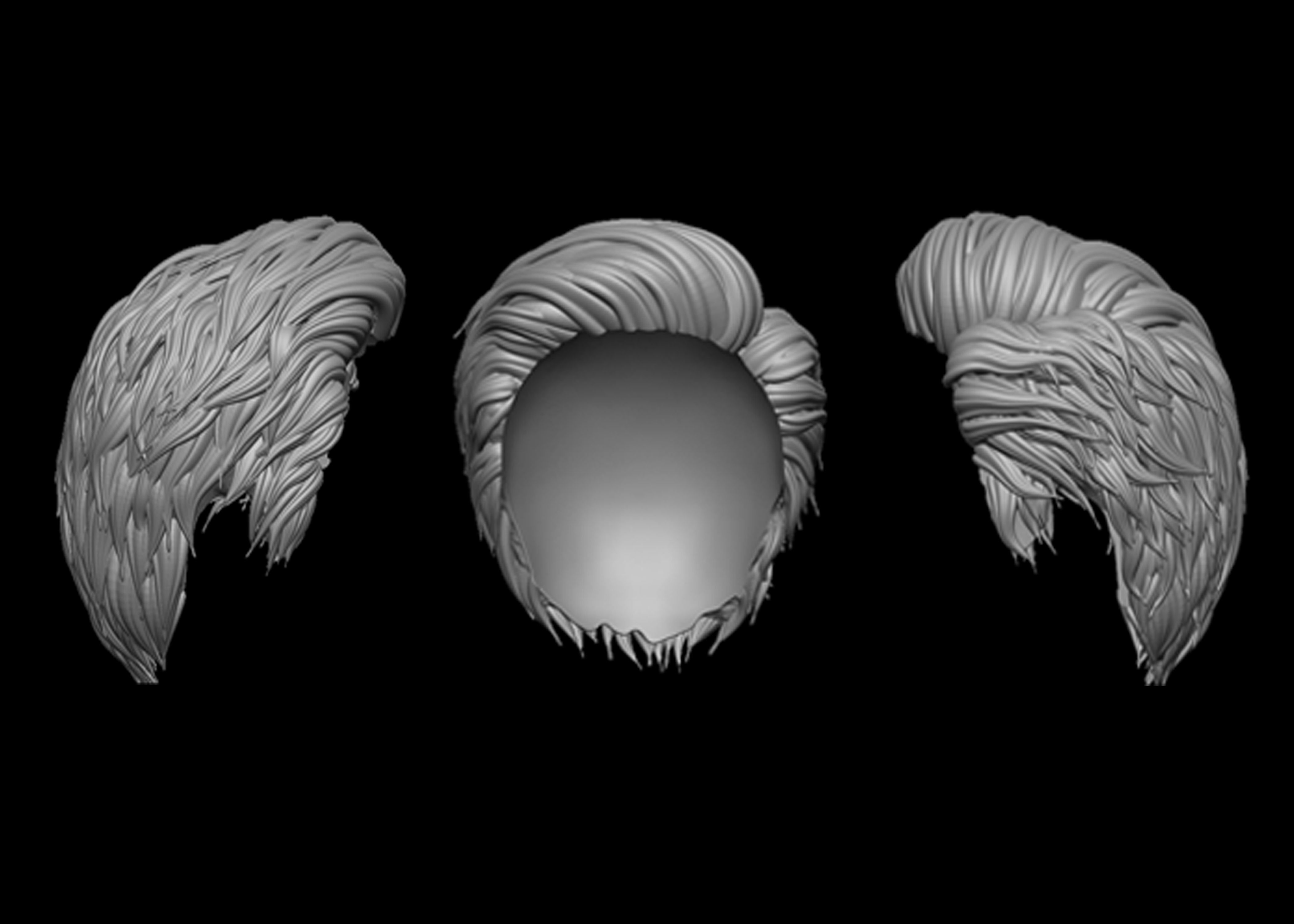 male hair 3D model_1