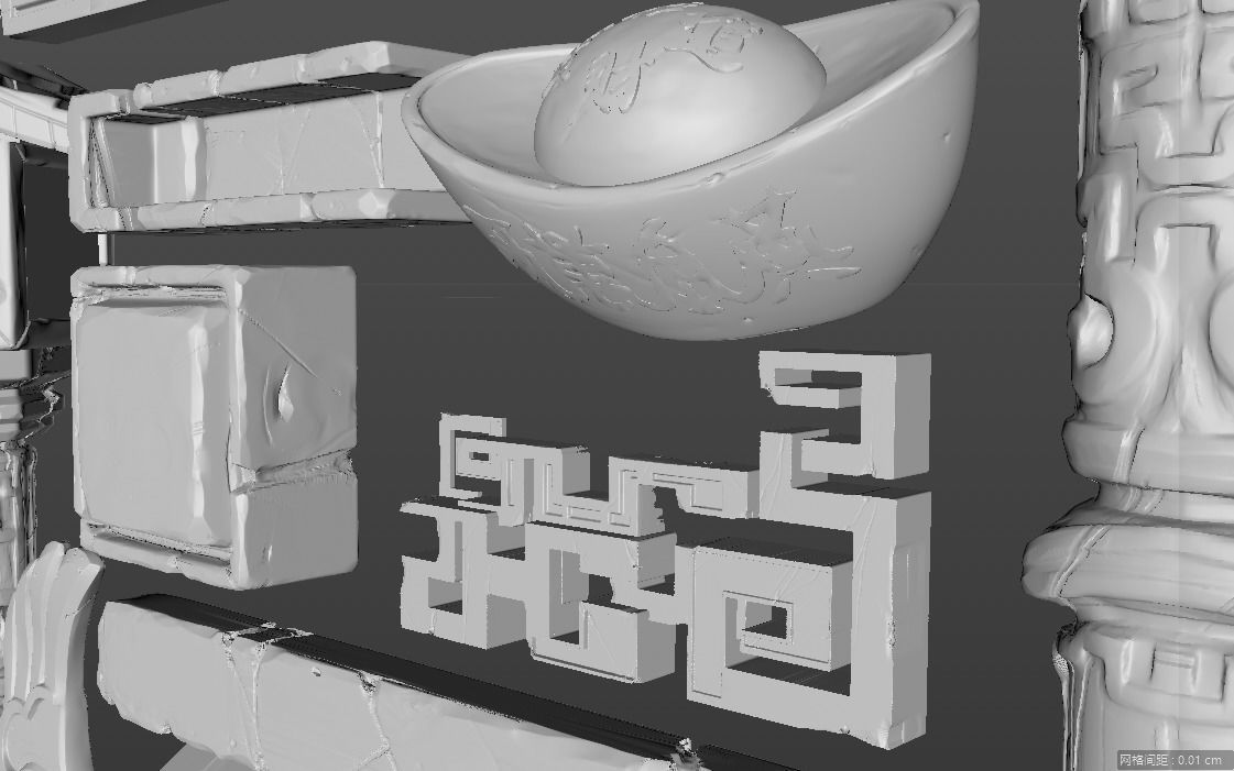 China Ancient Architecture Stone Window Roof Steps fish light 3D model_6