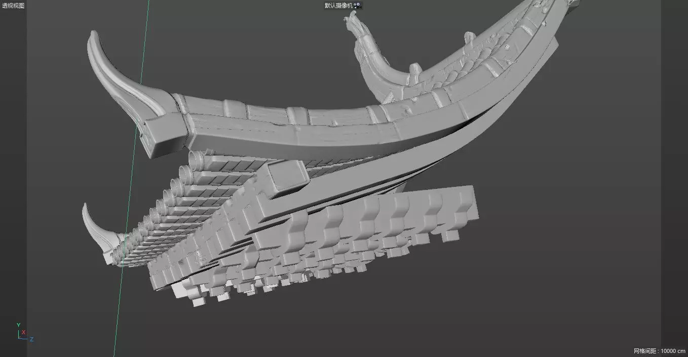 China Ancient Architecture Stone Window Roof Steps fish light 3D model_0