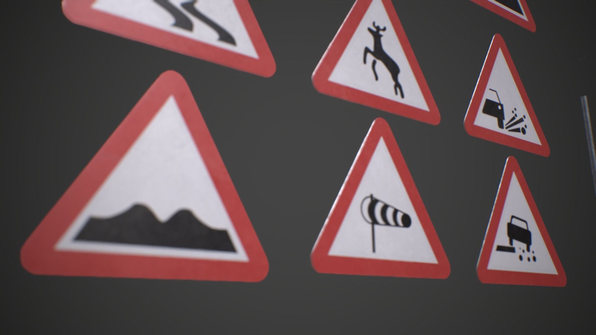 Modular Warning Street Signs 02 PBR Game ready Low-poly 3D model_5