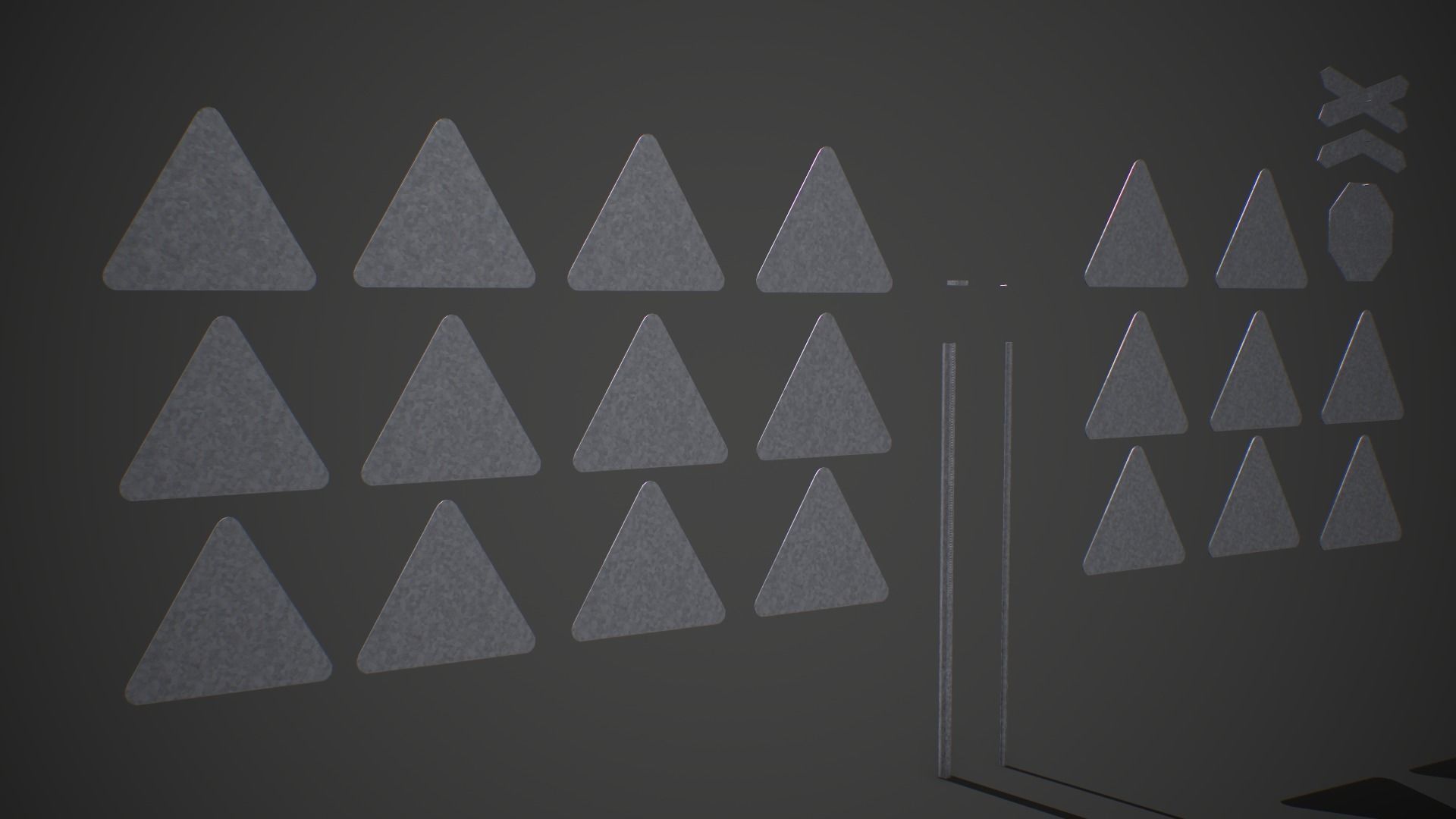 Modular Warning Street Signs 02 PBR Game ready Low-poly 3D model_12