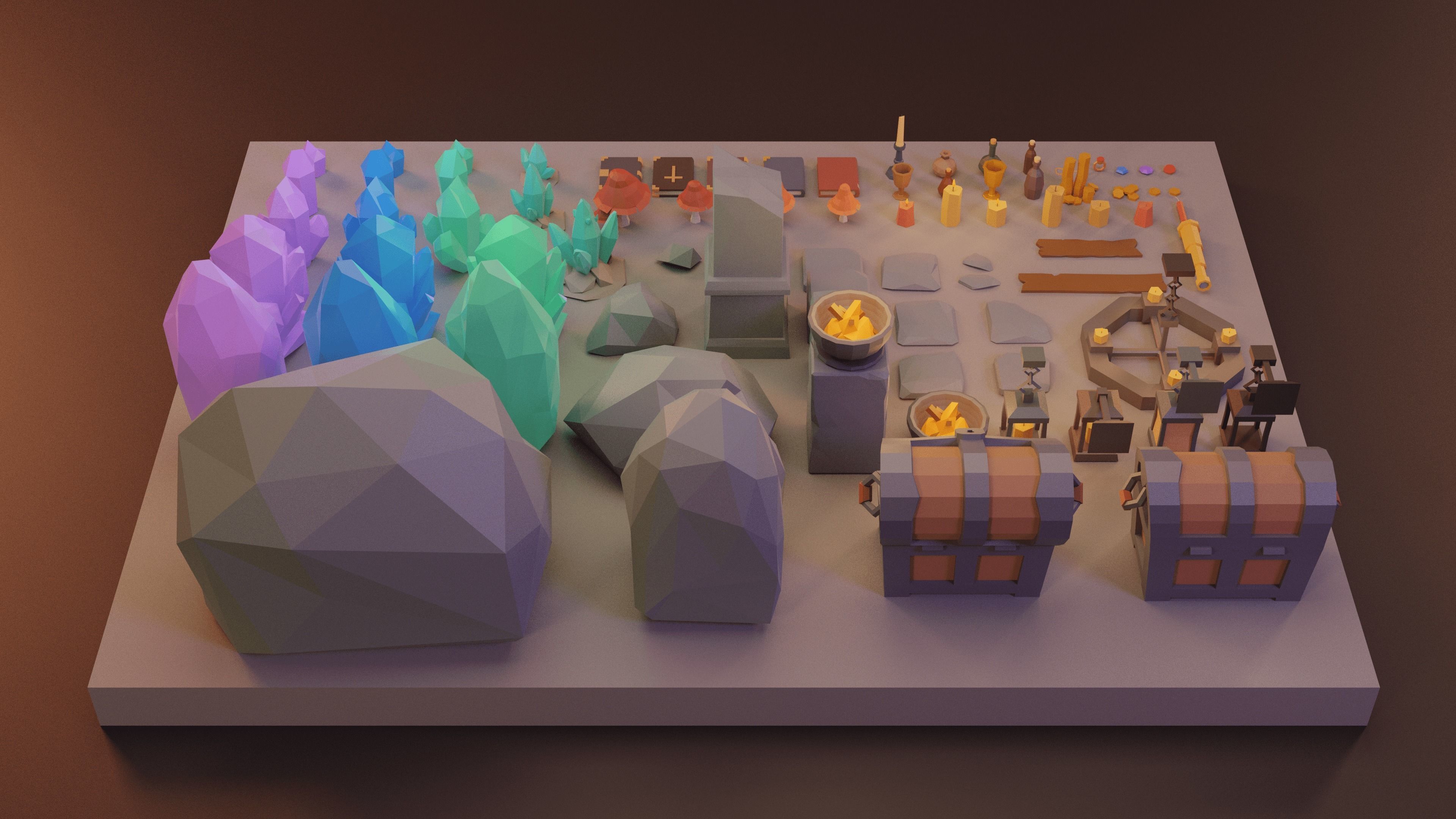 Low Poly Fantasy Items Pack Low-poly 3D model_11