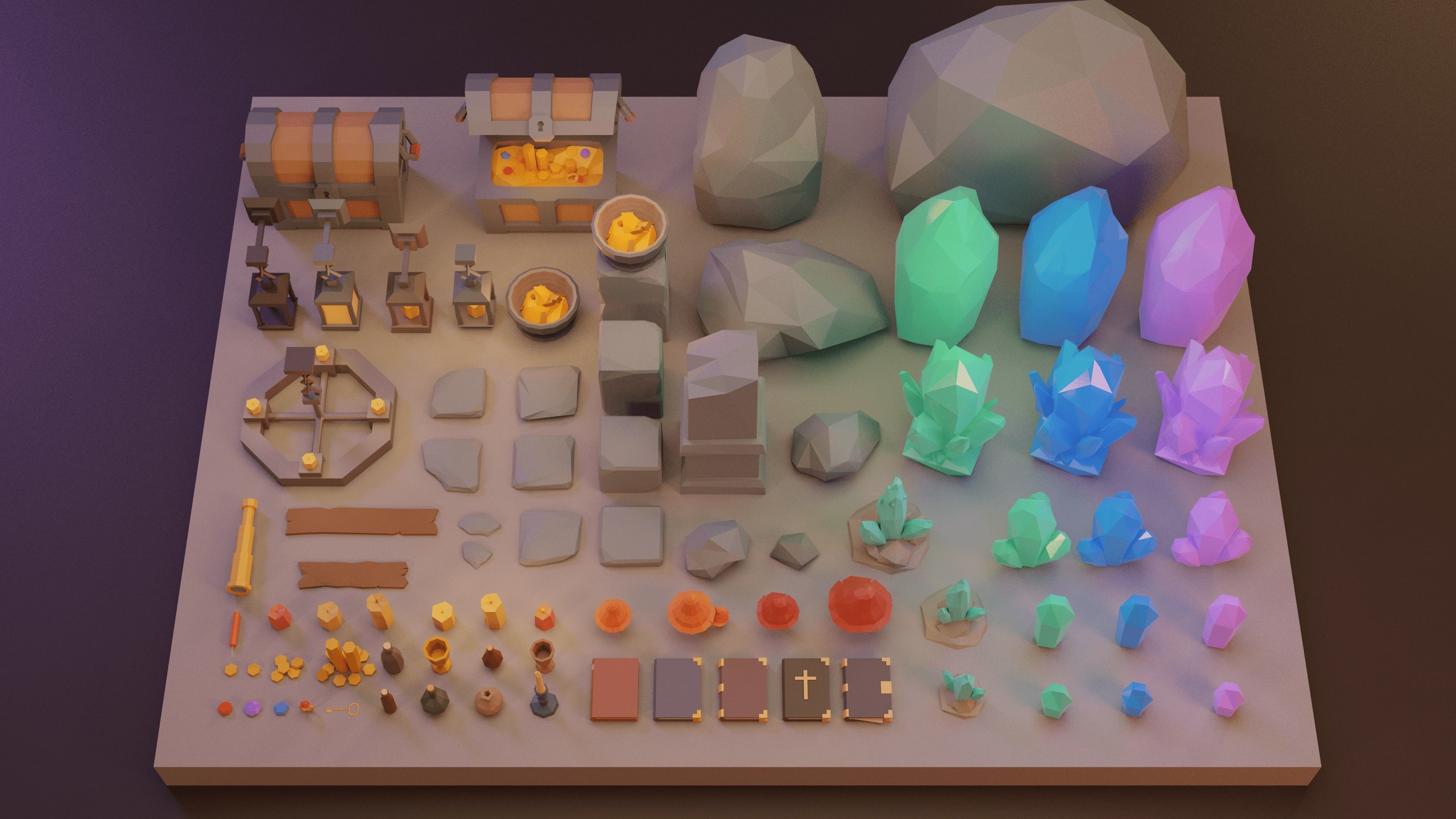 Low Poly Fantasy Items Pack Low-poly 3D model_13