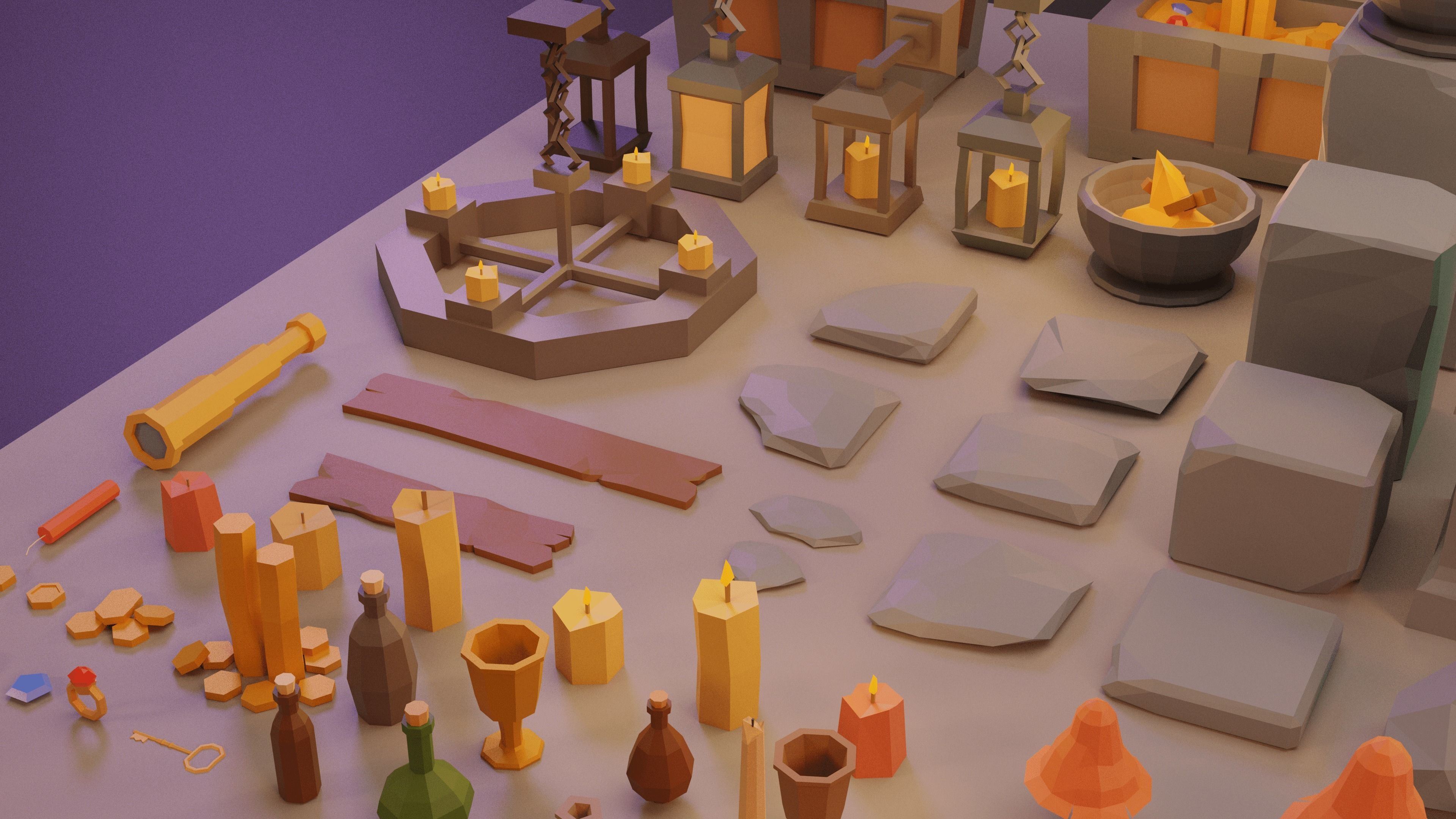 Low Poly Fantasy Items Pack Low-poly 3D model_6