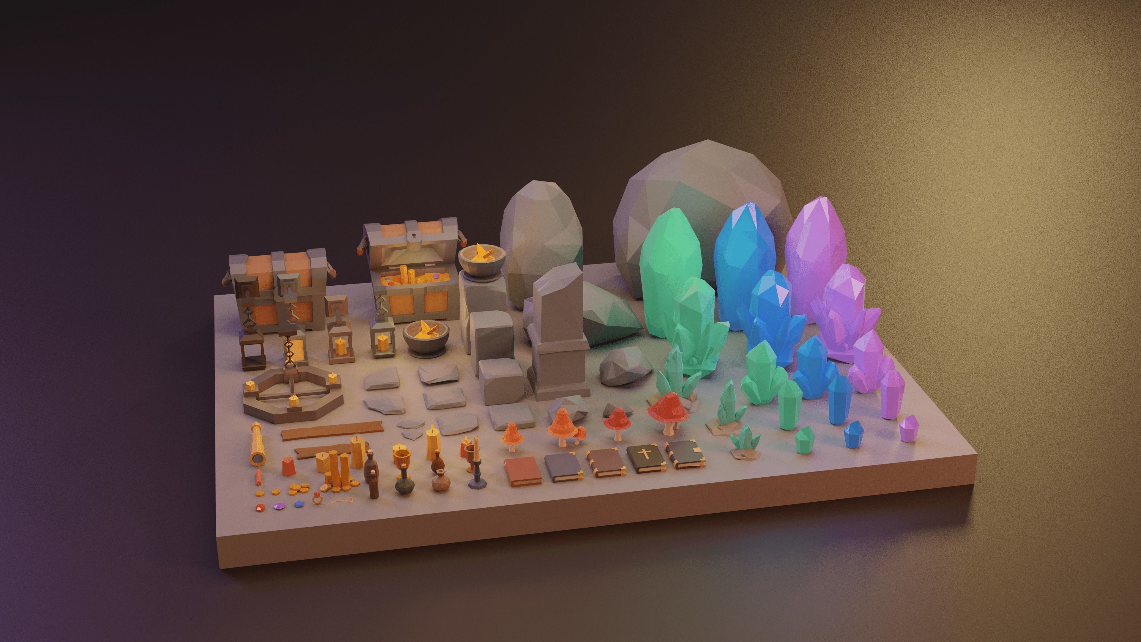 Low Poly Fantasy Items Pack Low-poly 3D model_9