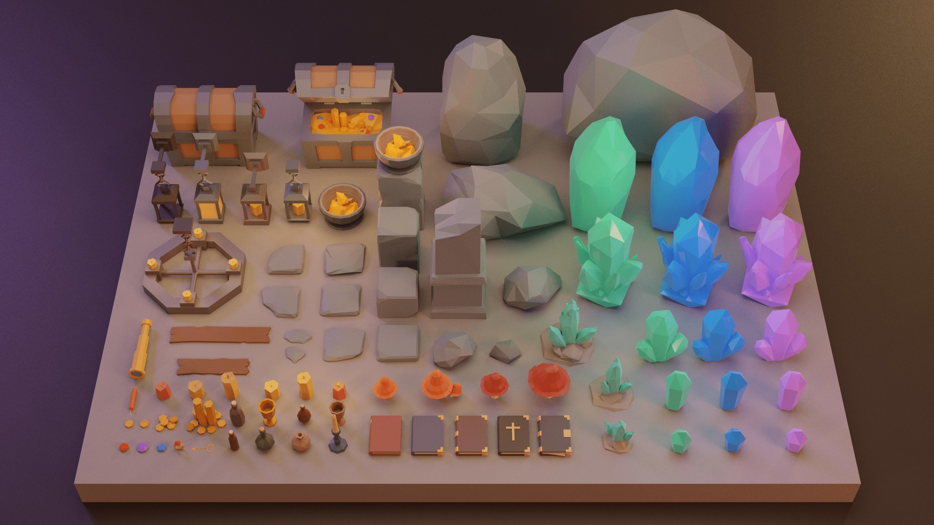Low Poly Fantasy Items Pack Low-poly 3D model_1
