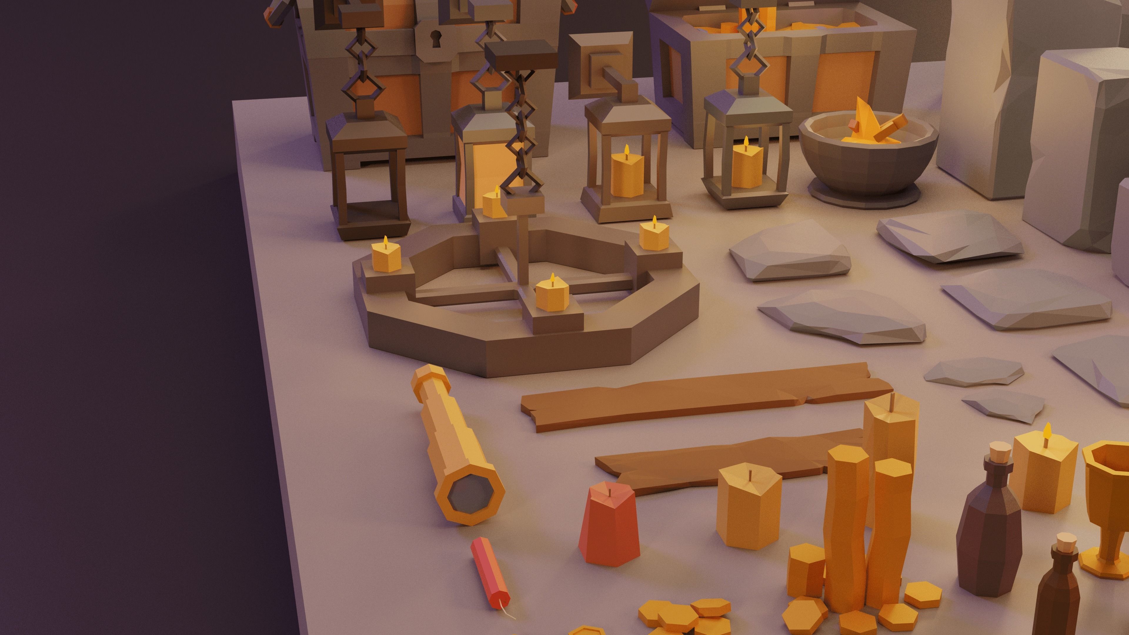 Low Poly Fantasy Items Pack Low-poly 3D model_5