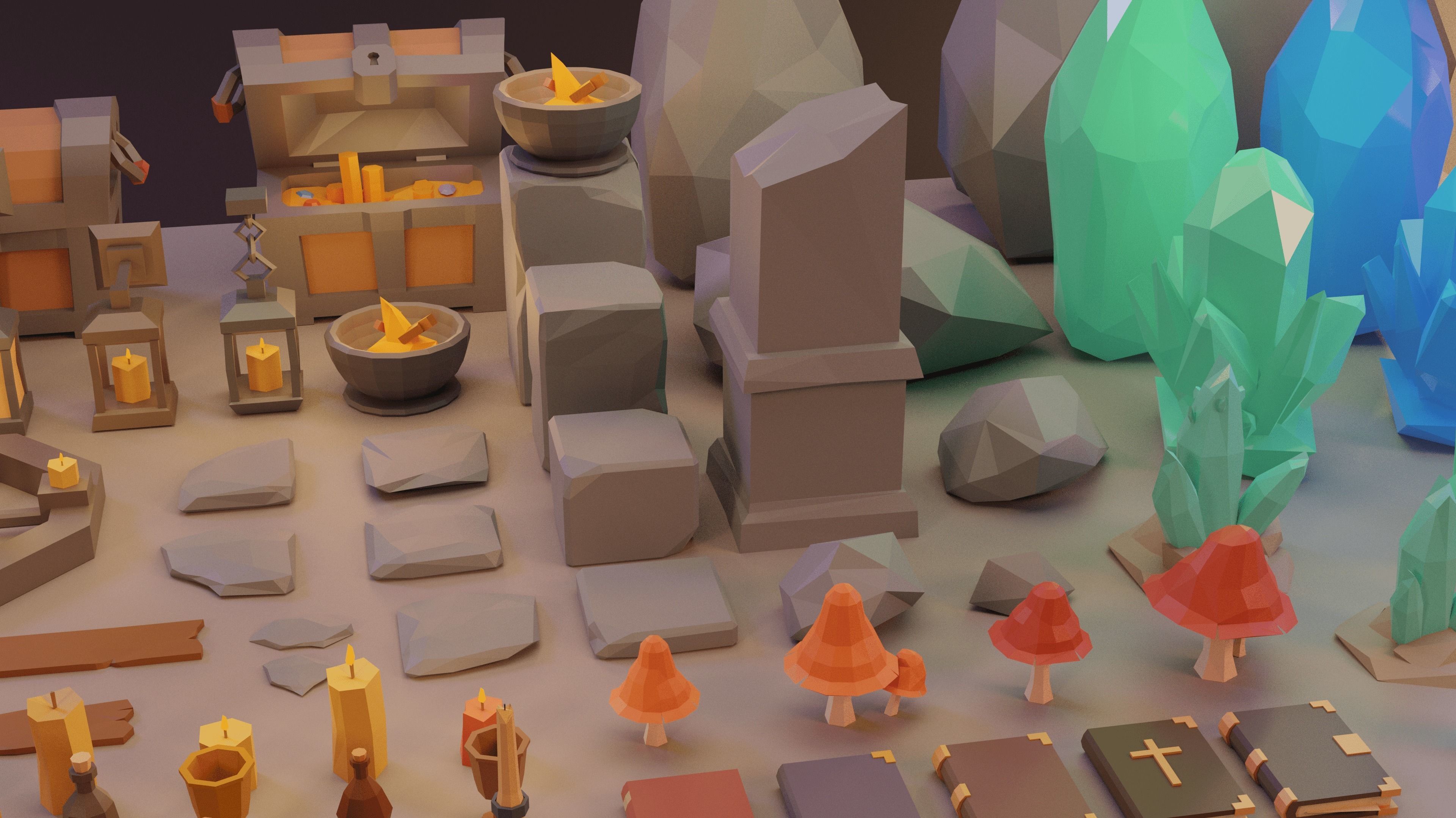 Low Poly Fantasy Items Pack Low-poly 3D model_7