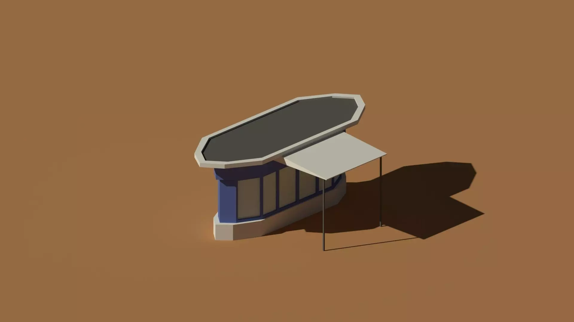Low Poly Kiosk Stand 2 Low-poly 3D model_0