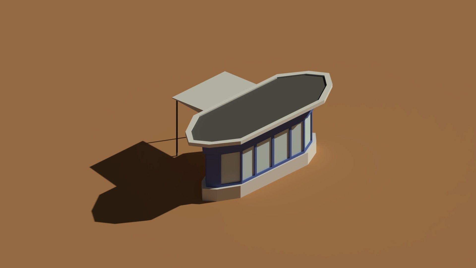 Low Poly Kiosk Stand 2 Low-poly 3D model_2