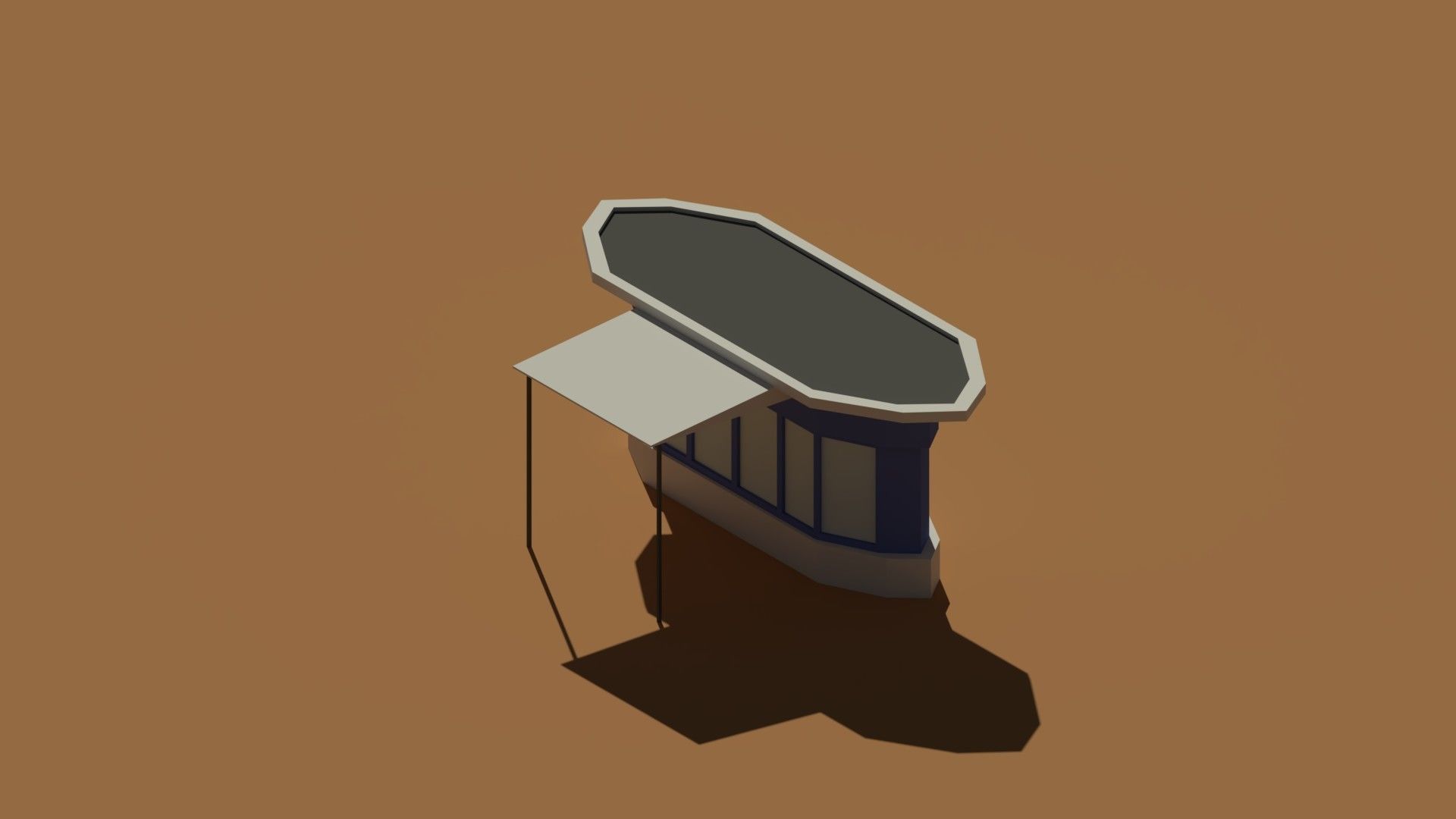 Low Poly Kiosk Stand 2 Low-poly 3D model_1