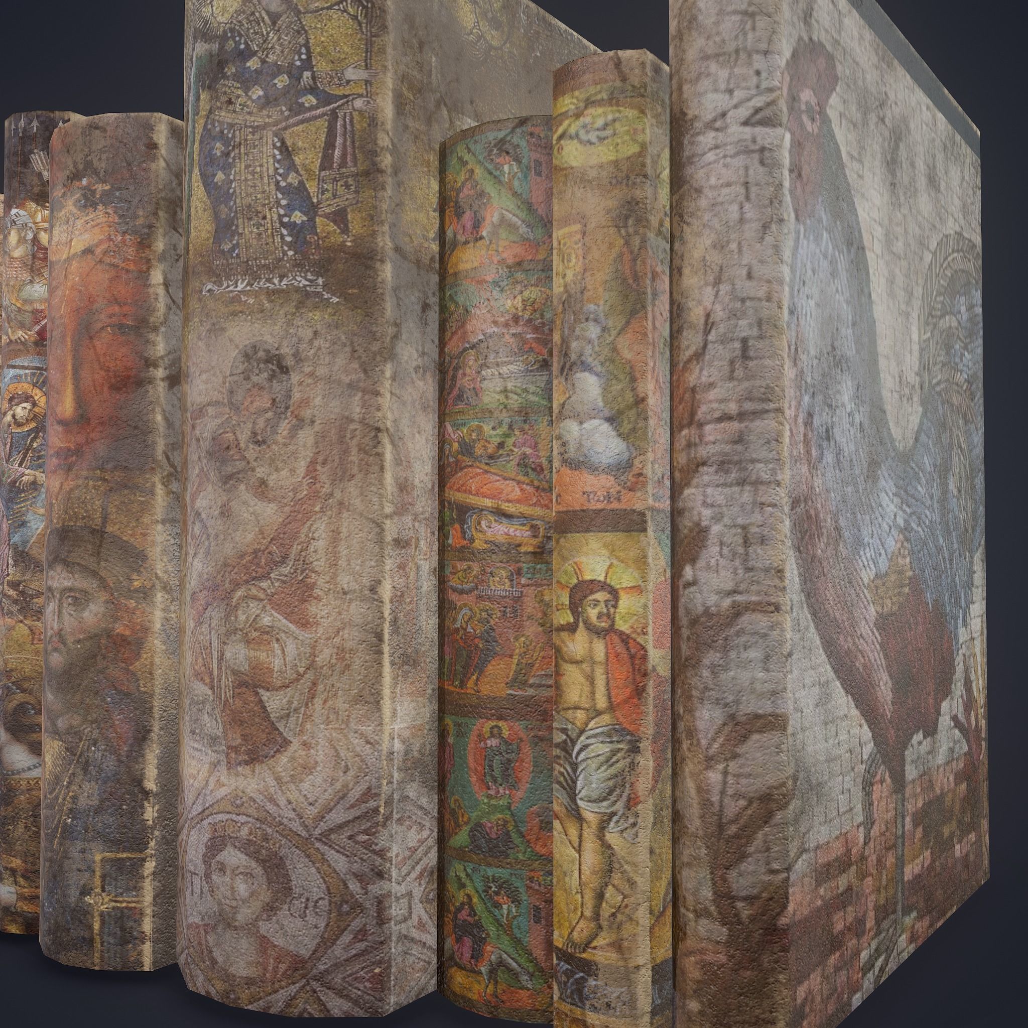 Medieval Books Row 3 Design 1  Low-poly 3D model_11