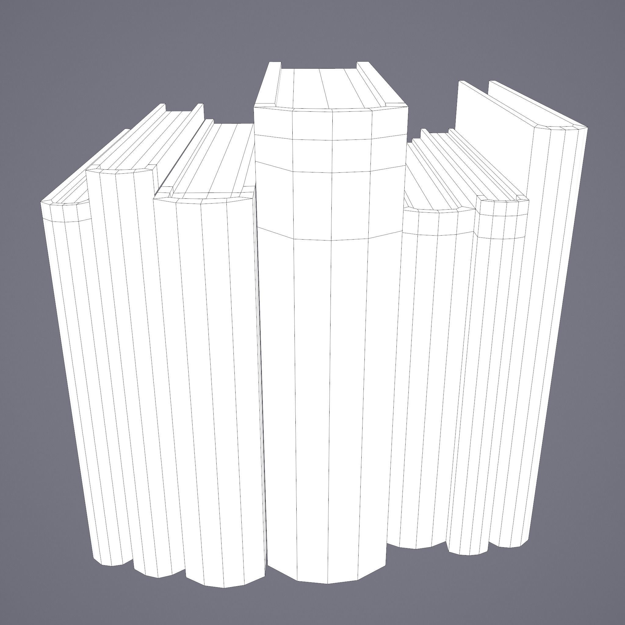 Medieval Books Row 3 Design 1  Low-poly 3D model_28