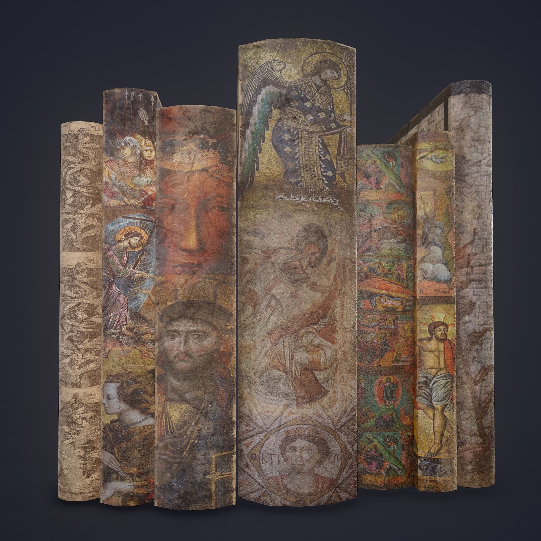 Medieval Books Row 3 Design 1  Low-poly 3D model_26