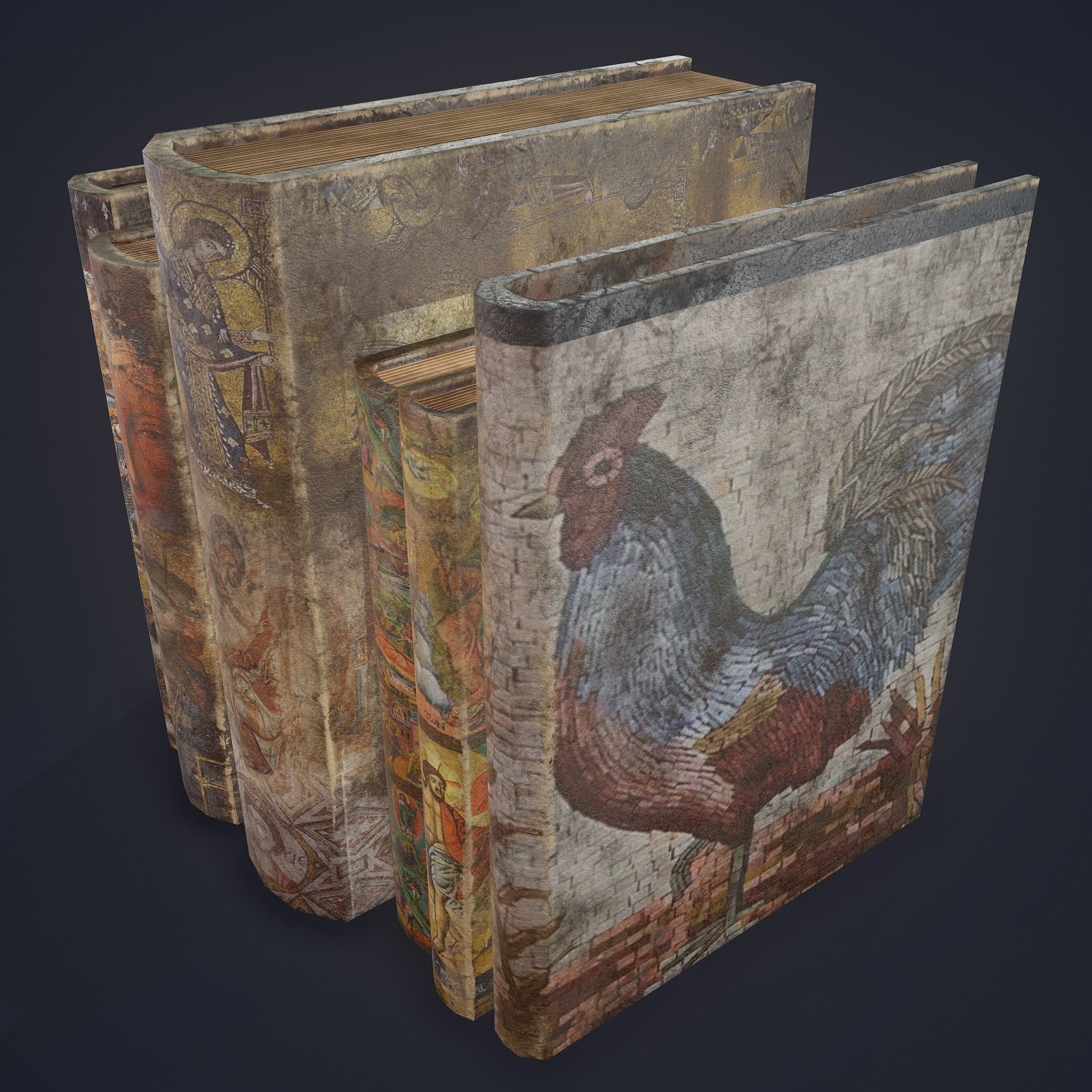 Medieval Books Row 3 Design 1  Low-poly 3D model_21